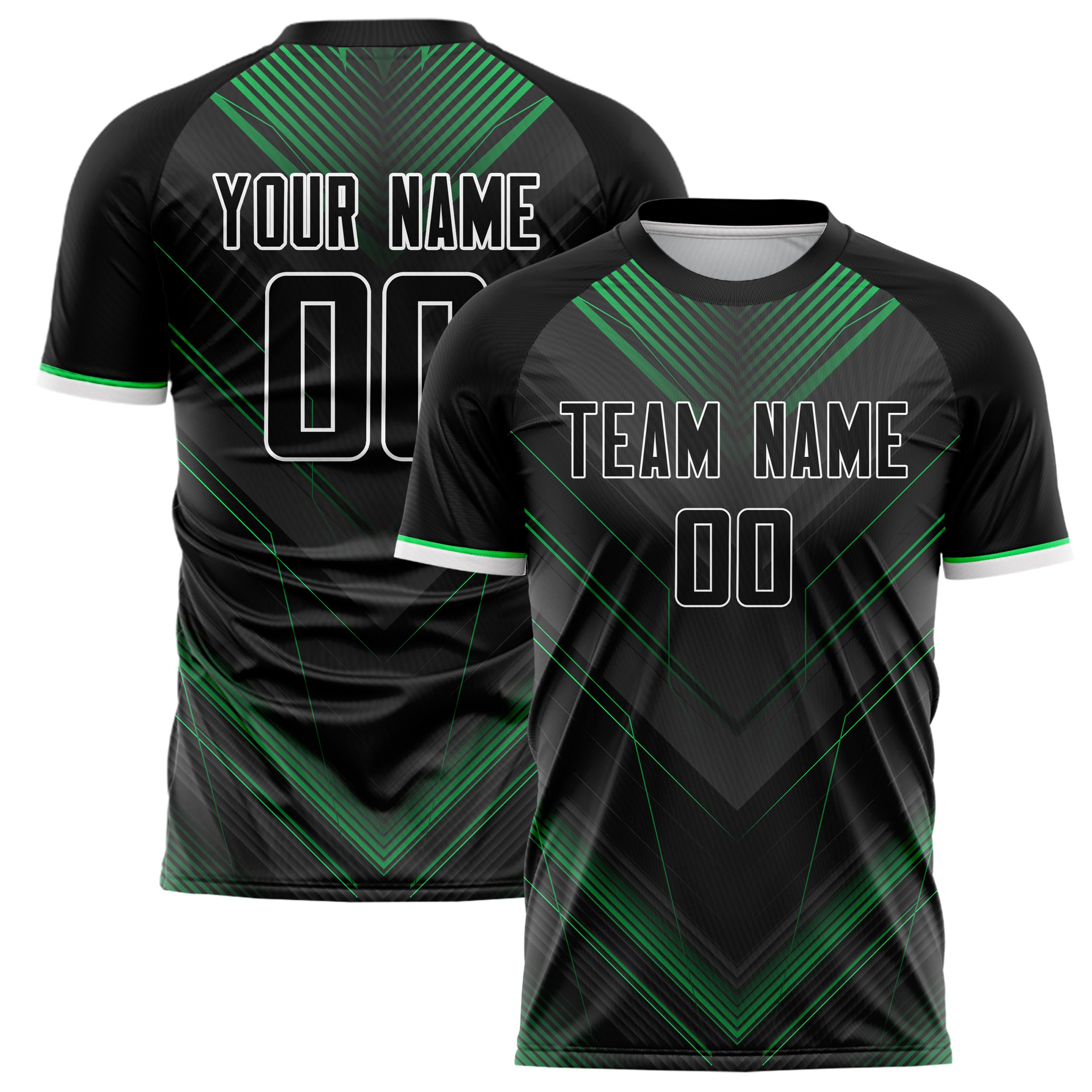 Personalized Black & Green Pattern Soccer Jersey