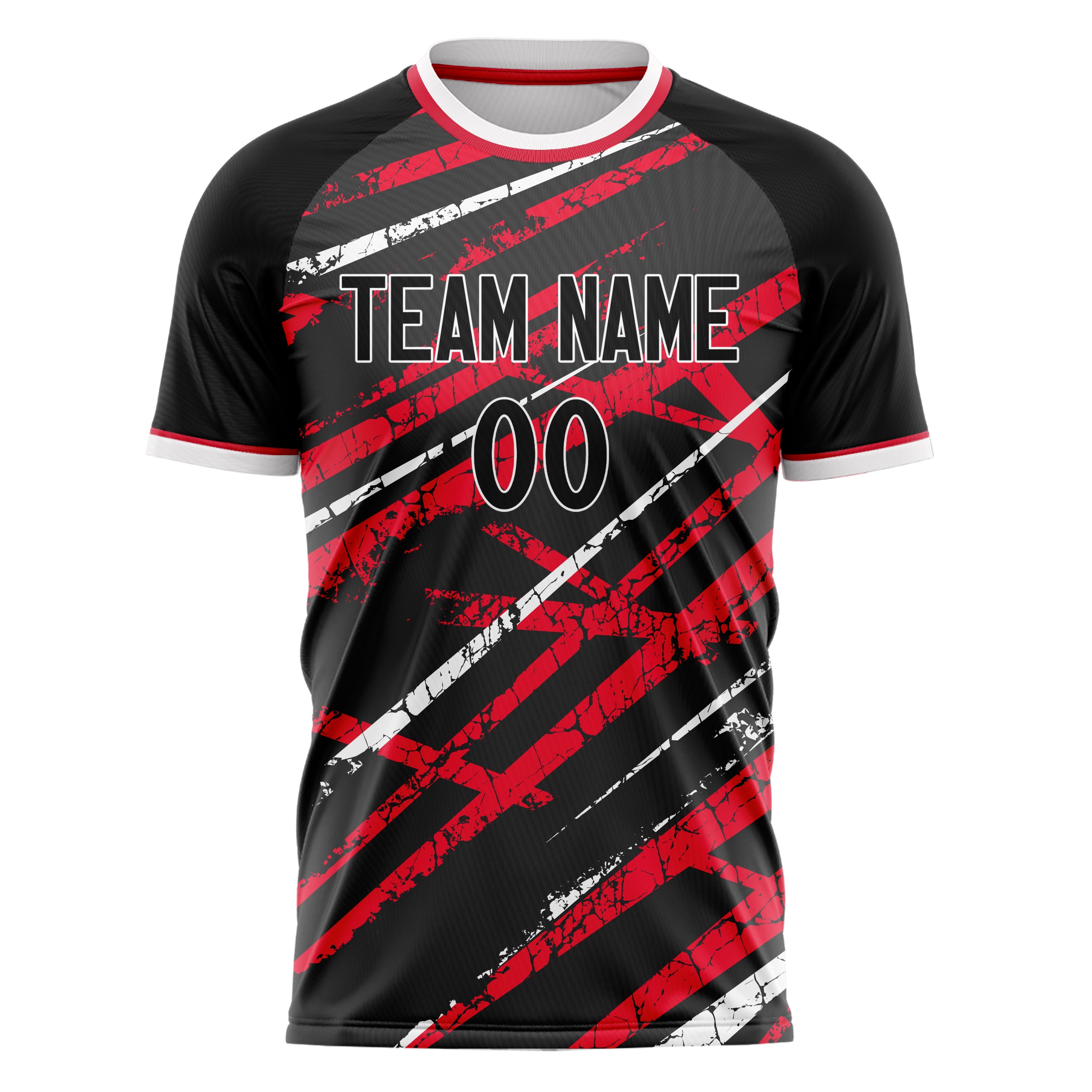Personalized Black & Red Pattern Soccer Jersey