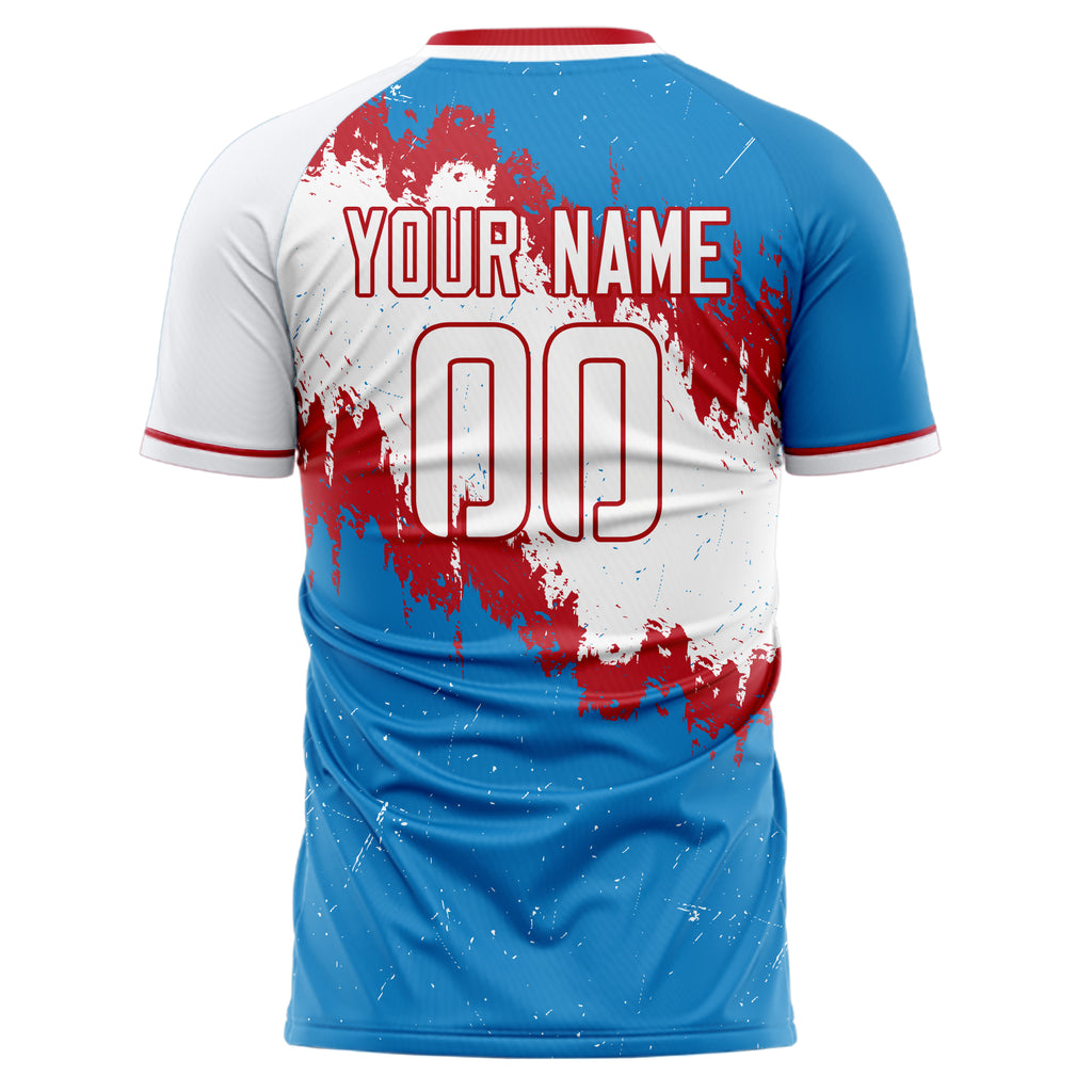 Personalized Blue & White Pattern Soccer Jersey