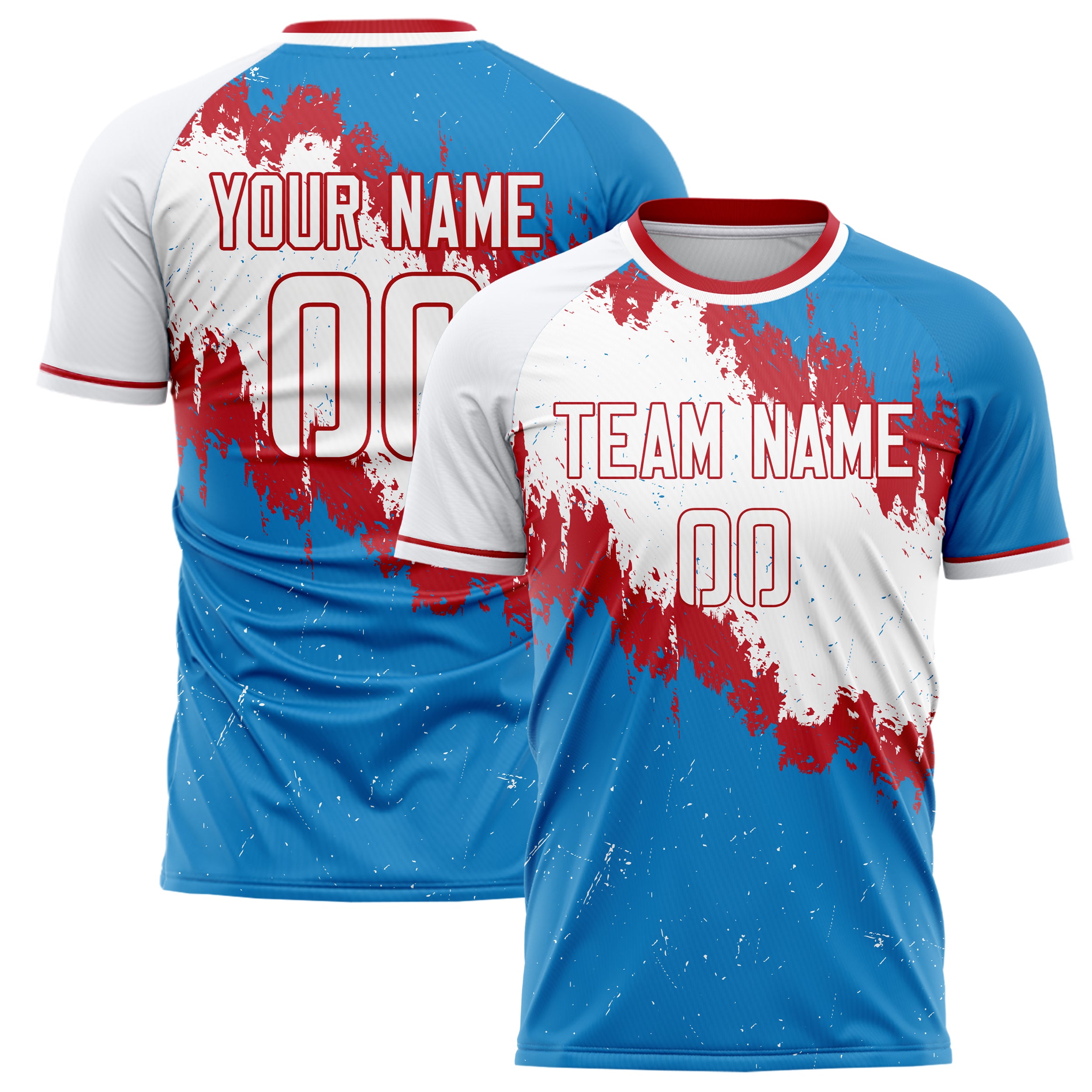 Personalized Blue & White Pattern Soccer Jersey