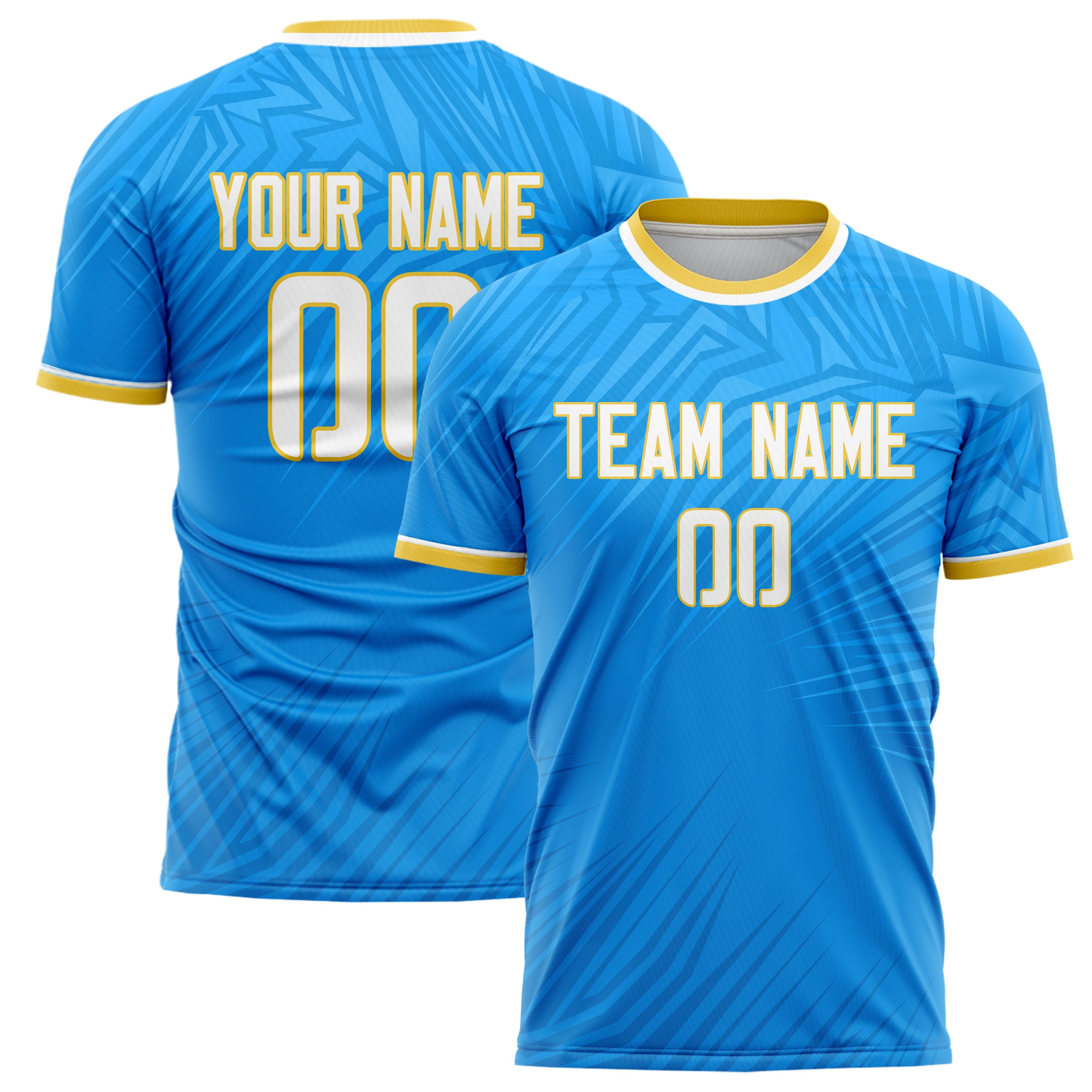 Personalized Blue & Gold Pattern Soccer Jersey