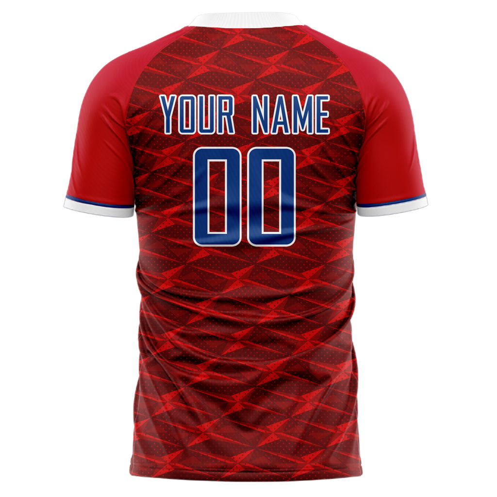 Personalized Red & Navy Pattern Soccer Jersey