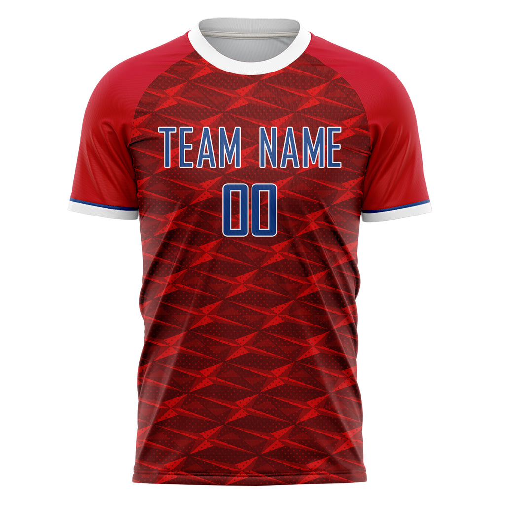 Personalized Red & Navy Pattern Soccer Jersey