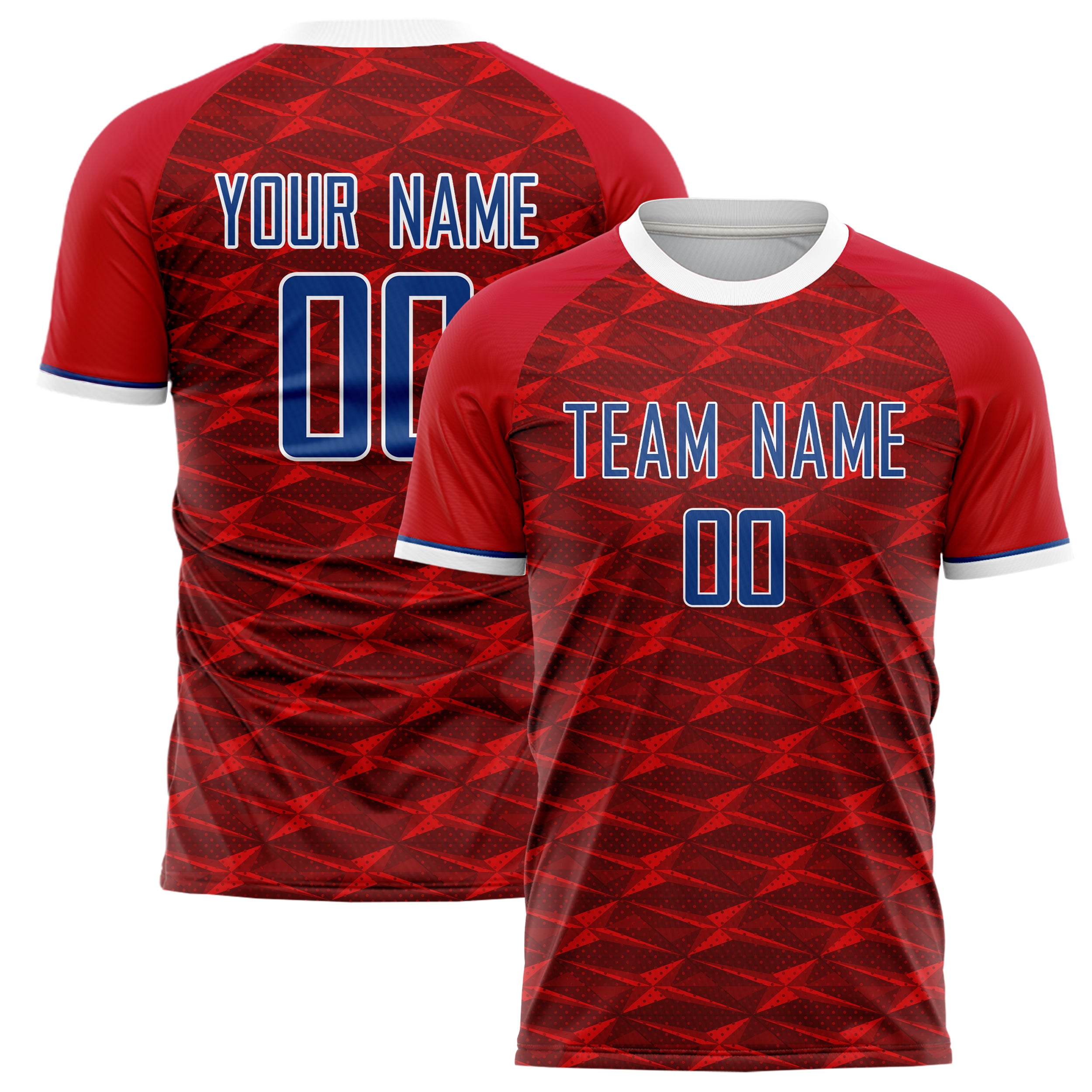 Personalized Red & Navy Pattern Soccer Jersey