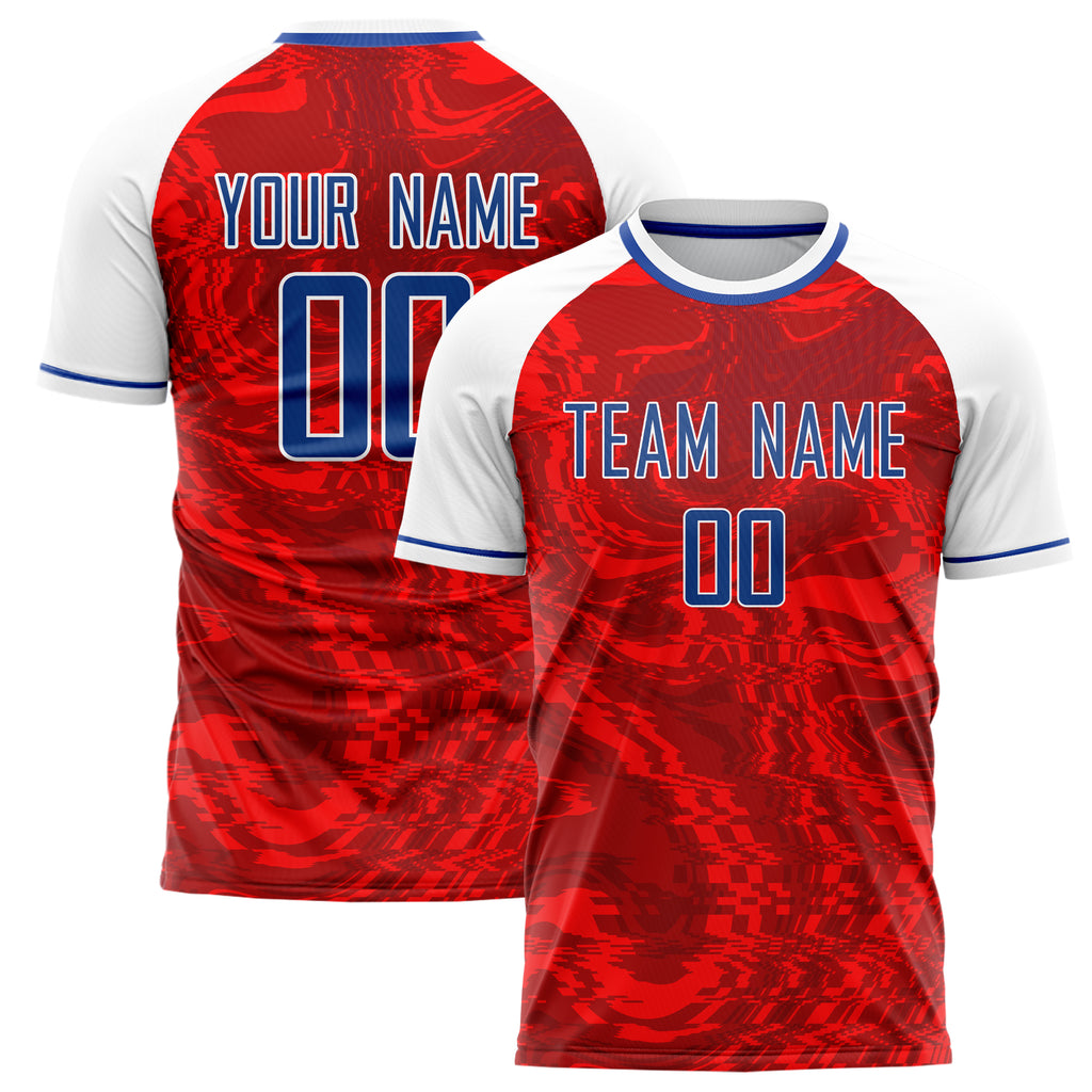 Personalized Red & White Pattern Soccer Jersey