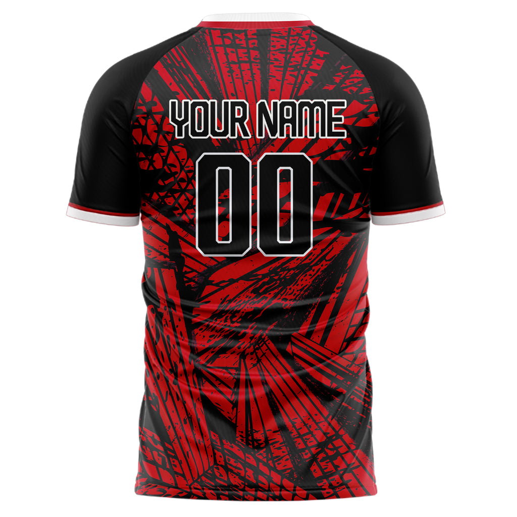 Personalized Red & Black Pattern Soccer Jersey