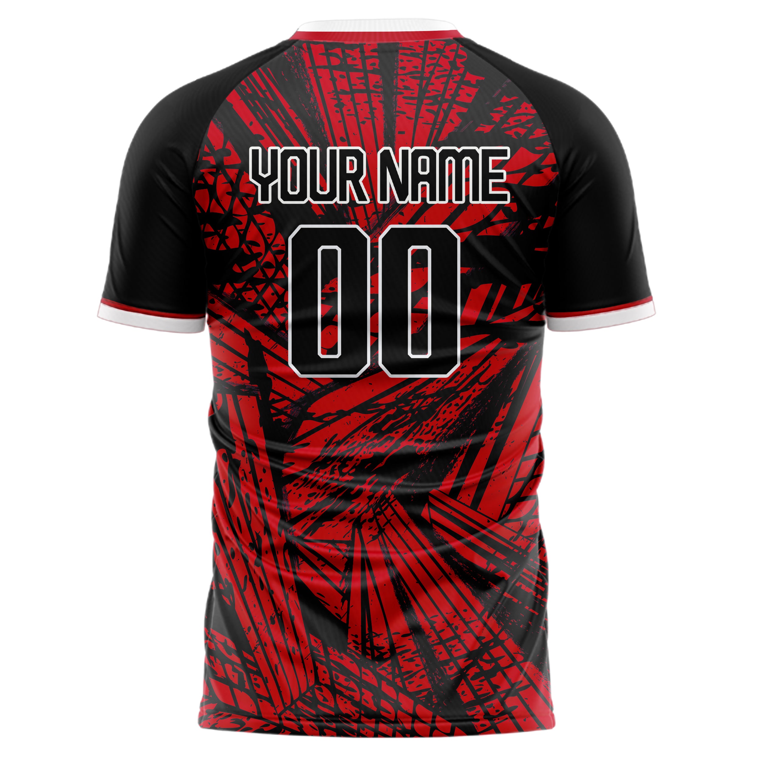 Personalized Red & Black Pattern Soccer Jersey