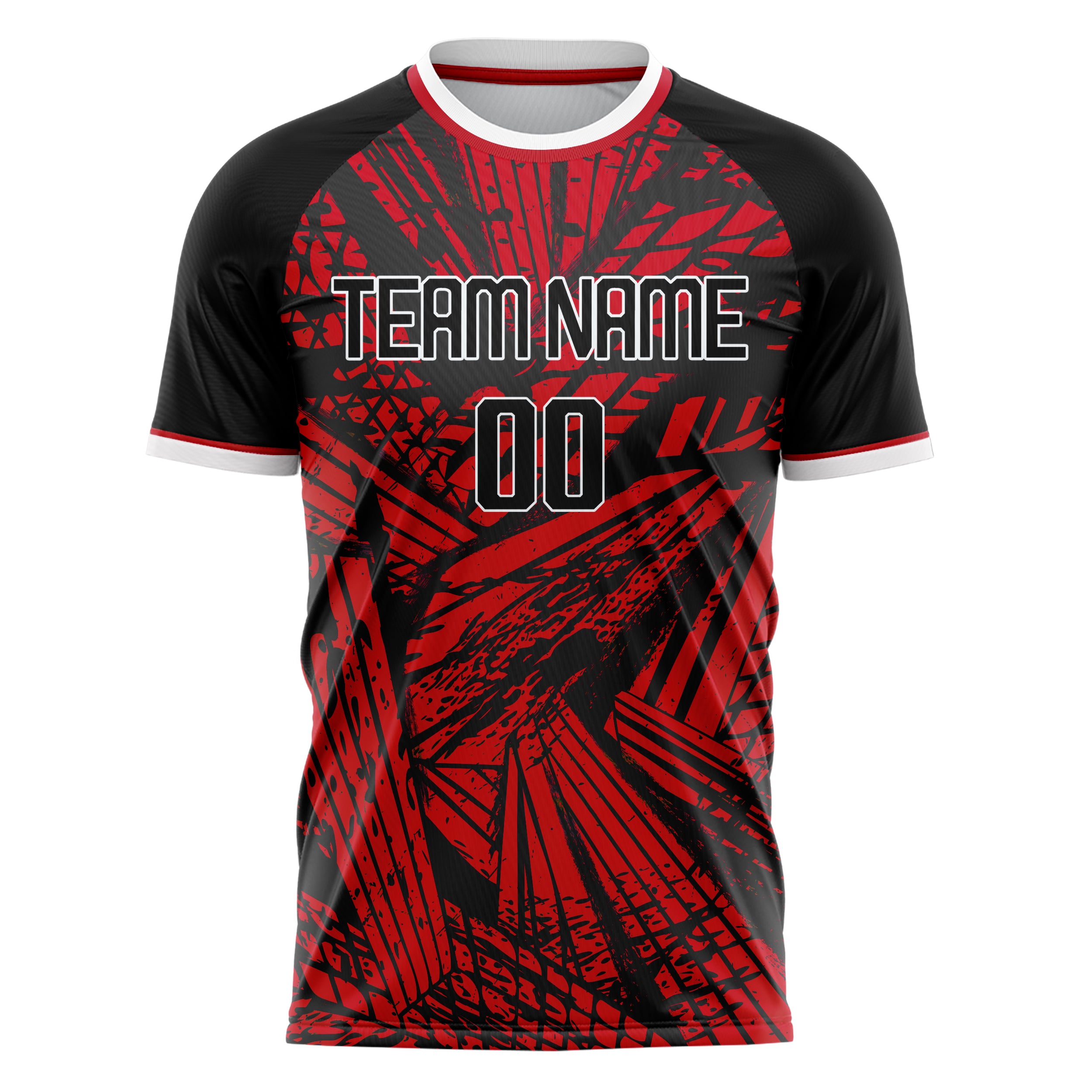 Personalized Red & Black Pattern Soccer Jersey