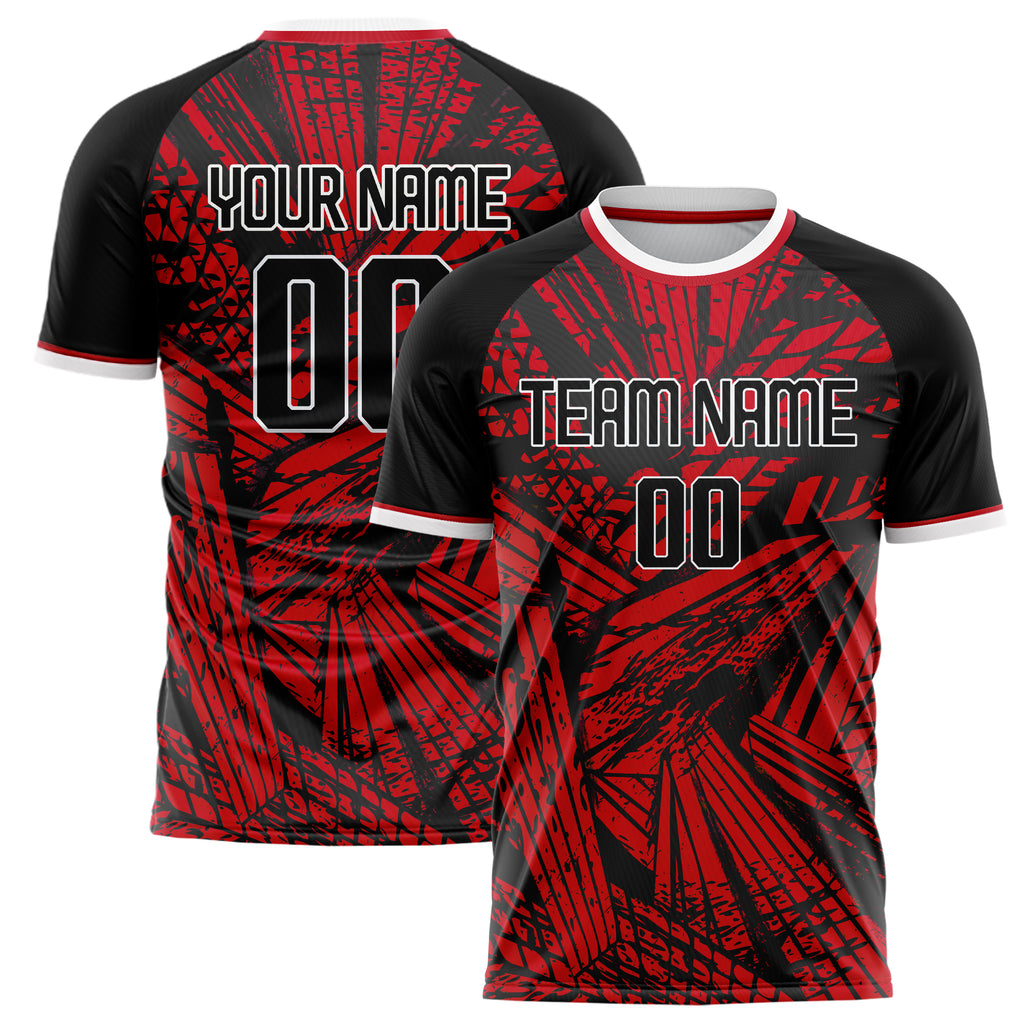Personalized Red & Black Pattern Soccer Jersey