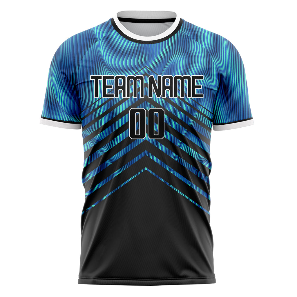 Personalized Black & Blue Pattern Soccer Jersey
