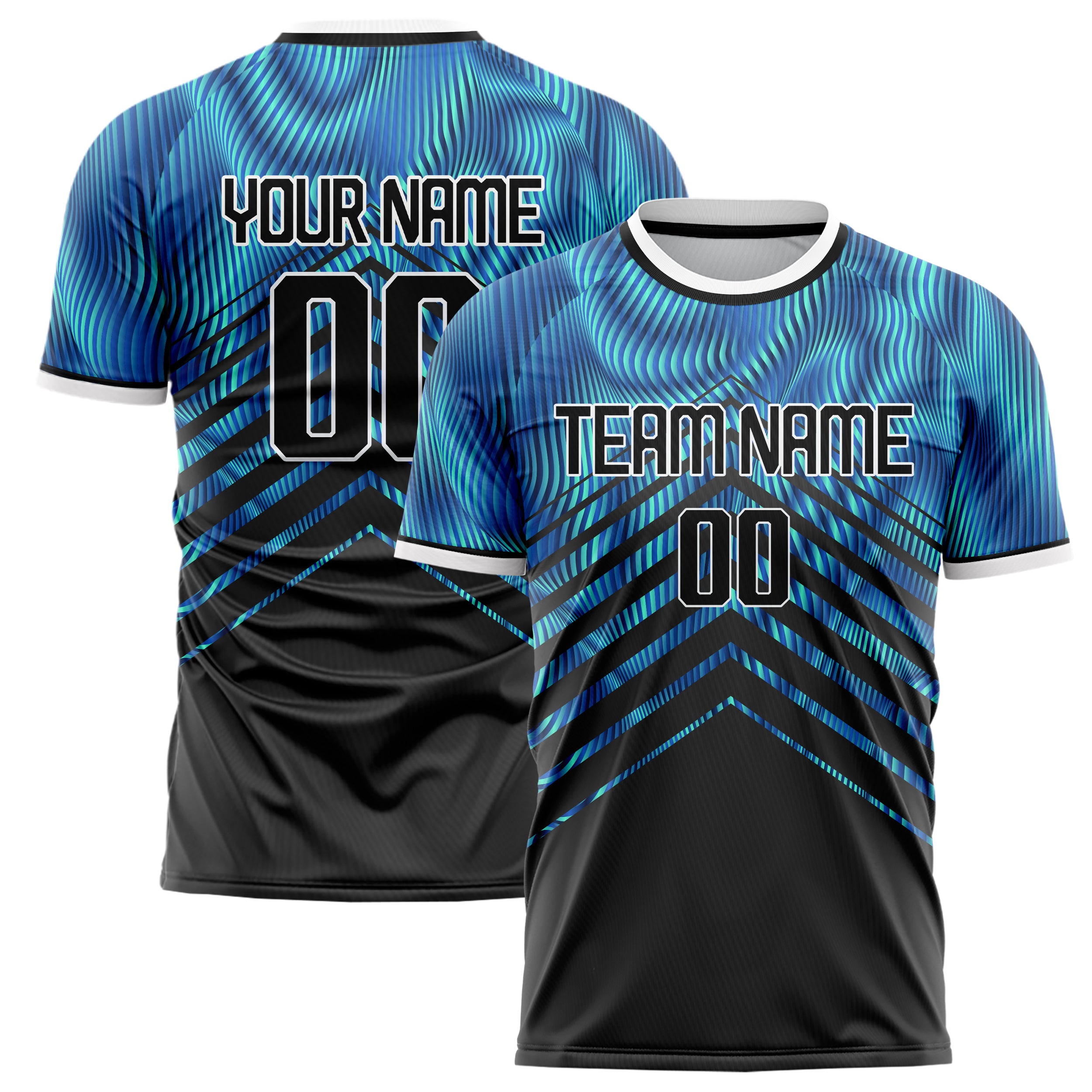 Personalized Black & Blue Pattern Soccer Jersey