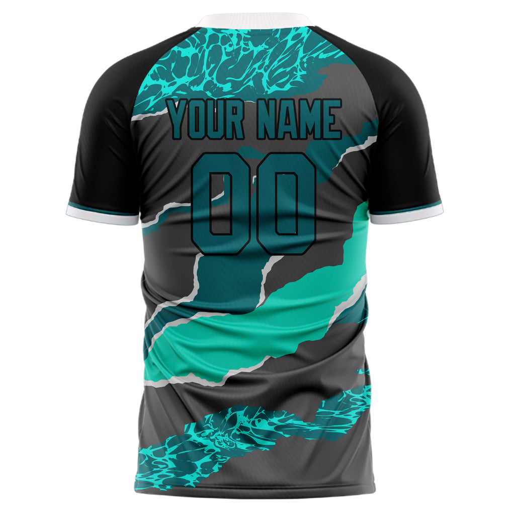 Personalized Gray & Teal Pattern Soccer Jersey