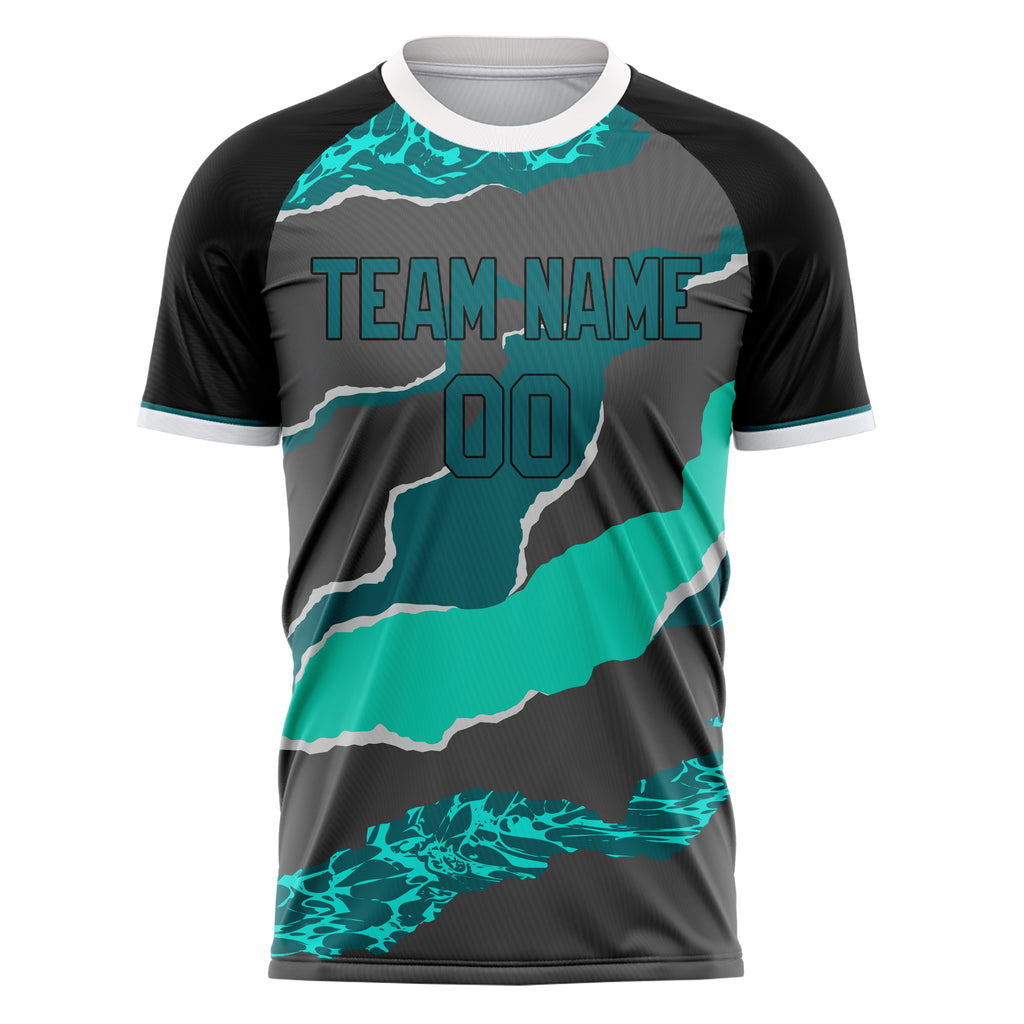 Personalized Gray & Teal Pattern Soccer Jersey