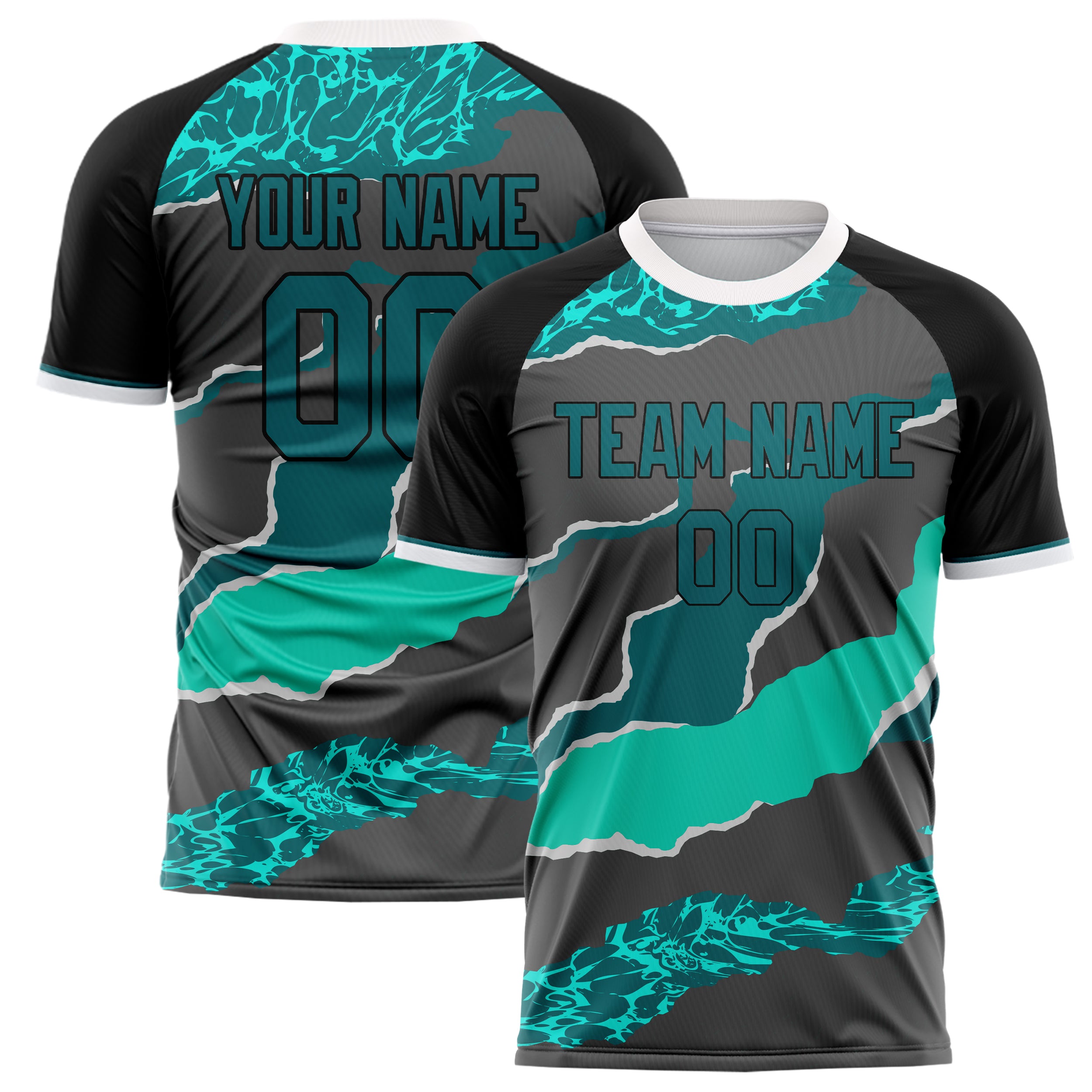 Personalized Gray & Teal Pattern Soccer Jersey