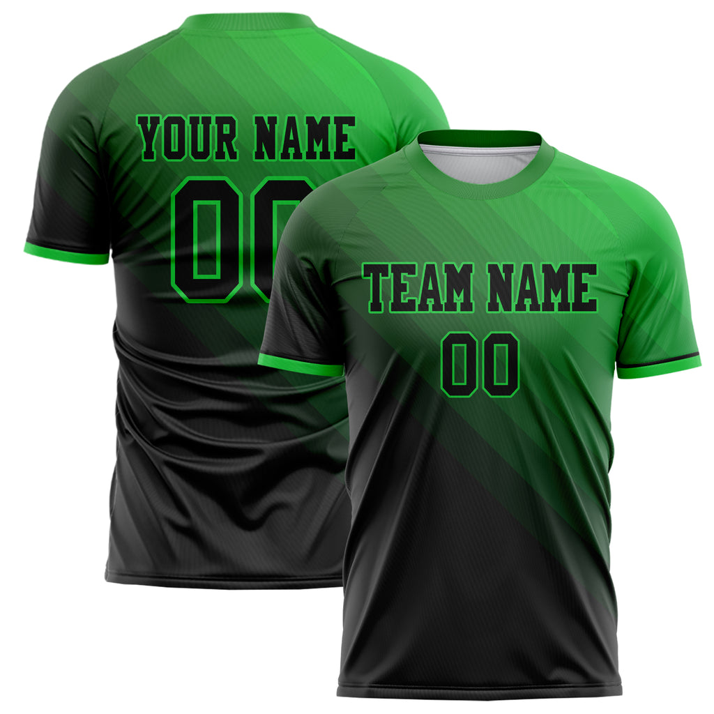 Personalized Black & Green Pattern Soccer Jersey
