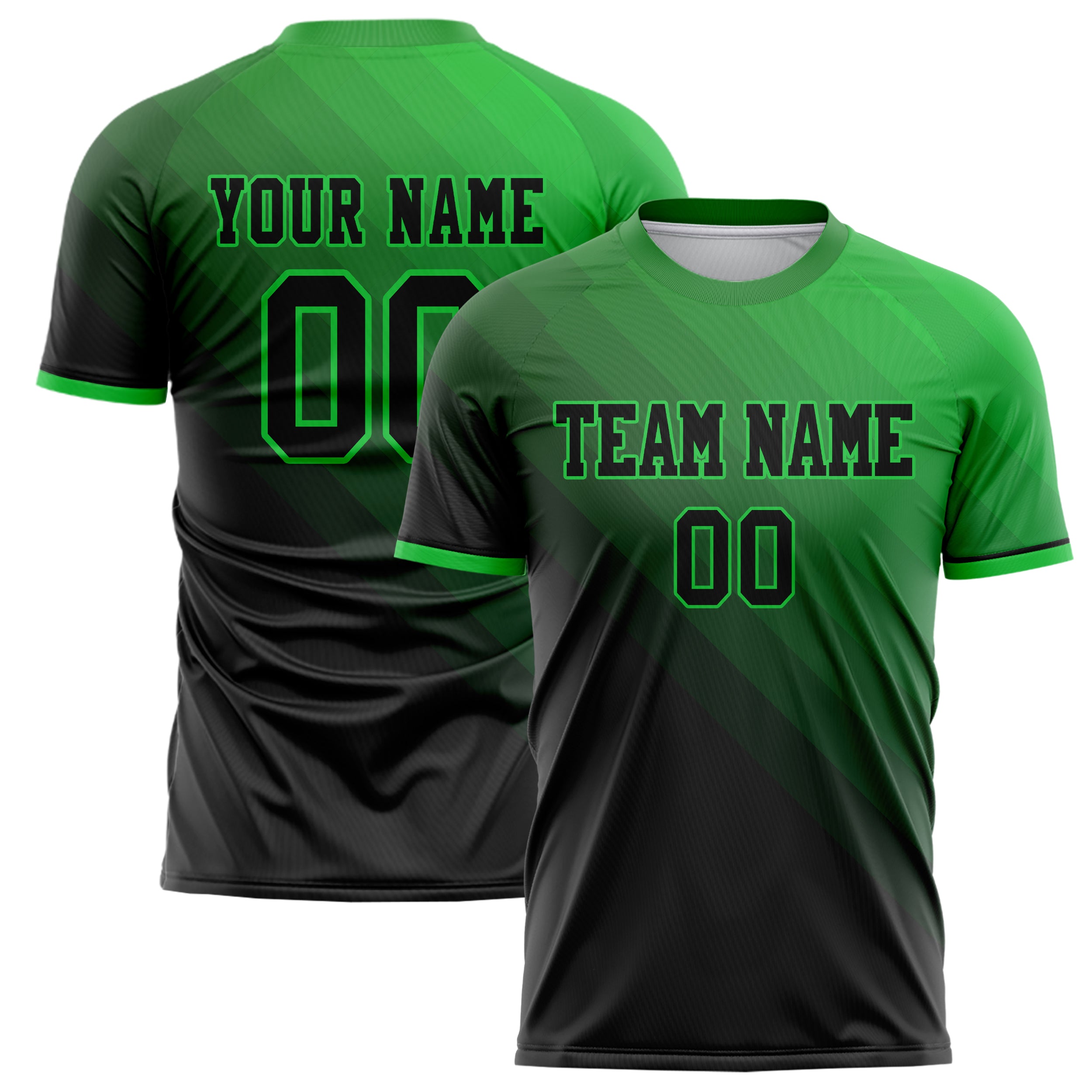 Personalized Black & Green Pattern Soccer Jersey
