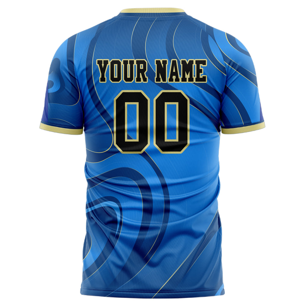 Personalized Blue & Black Pattern Soccer Jersey
