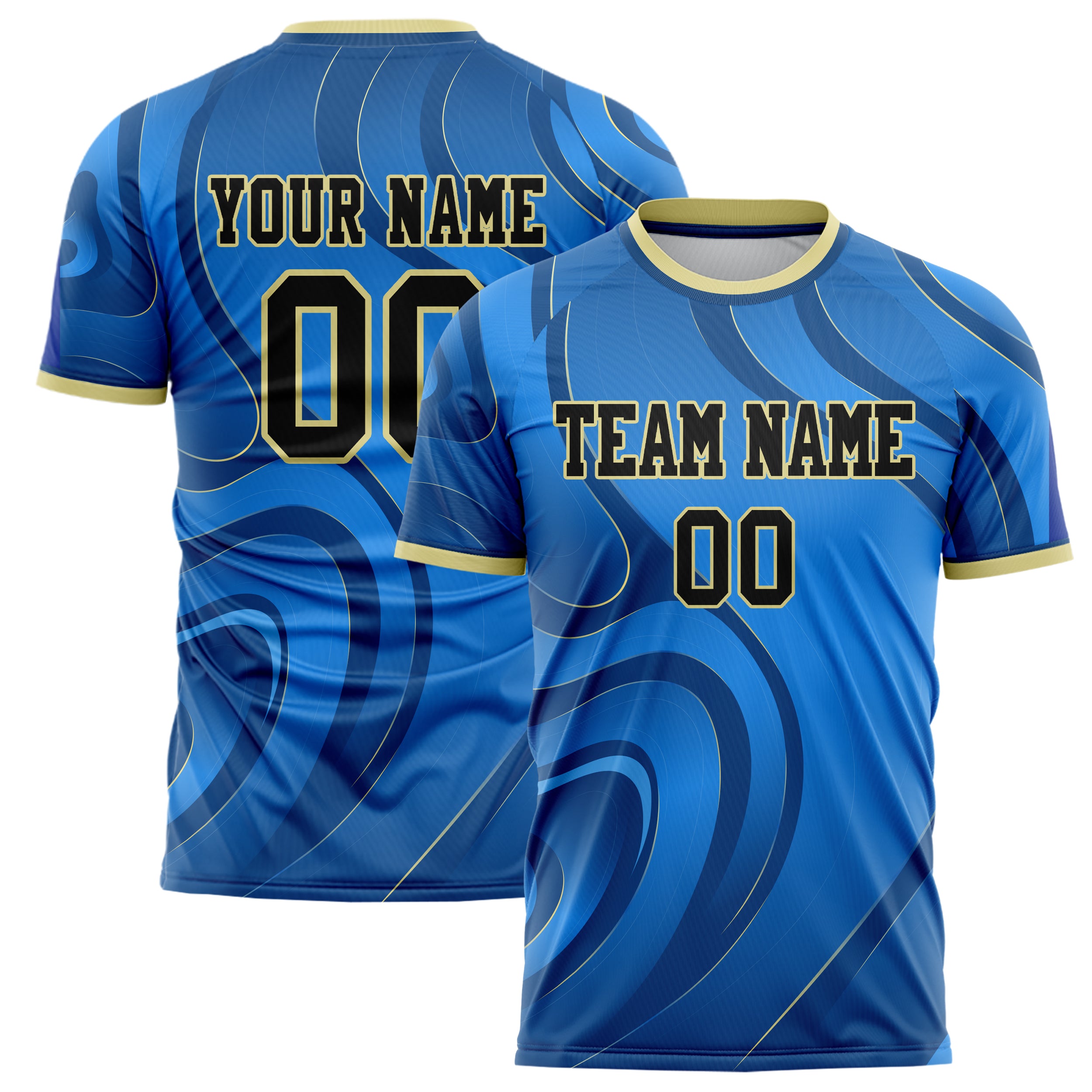 Personalized Blue & Black Pattern Soccer Jersey