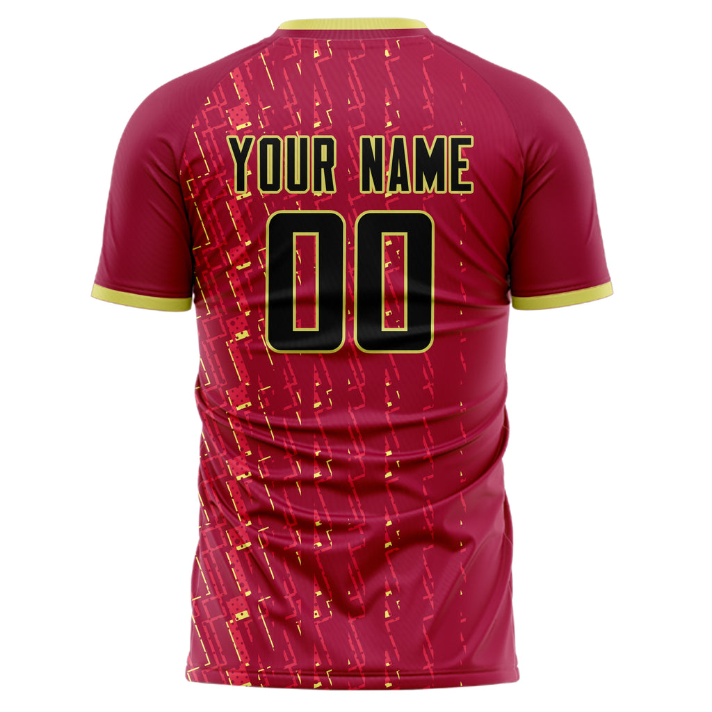 Personalized Red & Yellow Pattern Soccer Jersey
