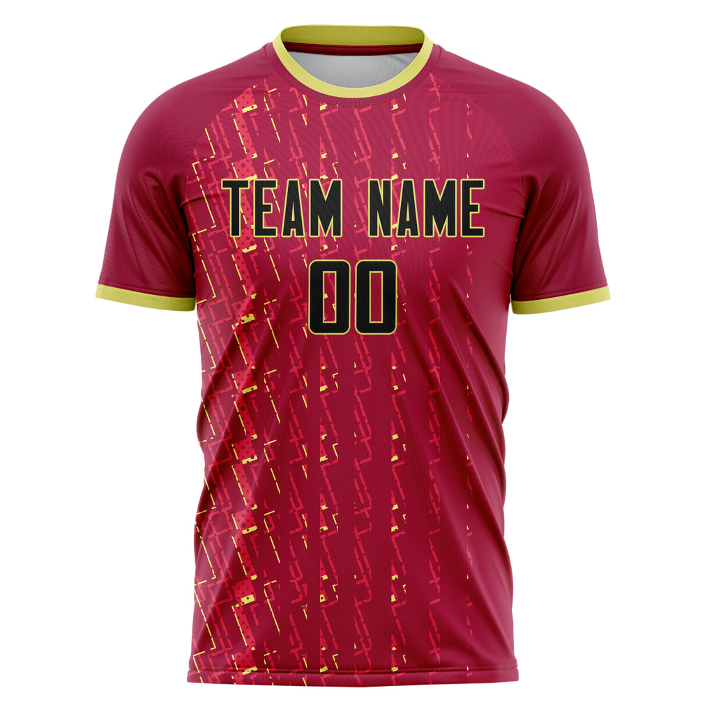 Personalized Red & Yellow Pattern Soccer Jersey