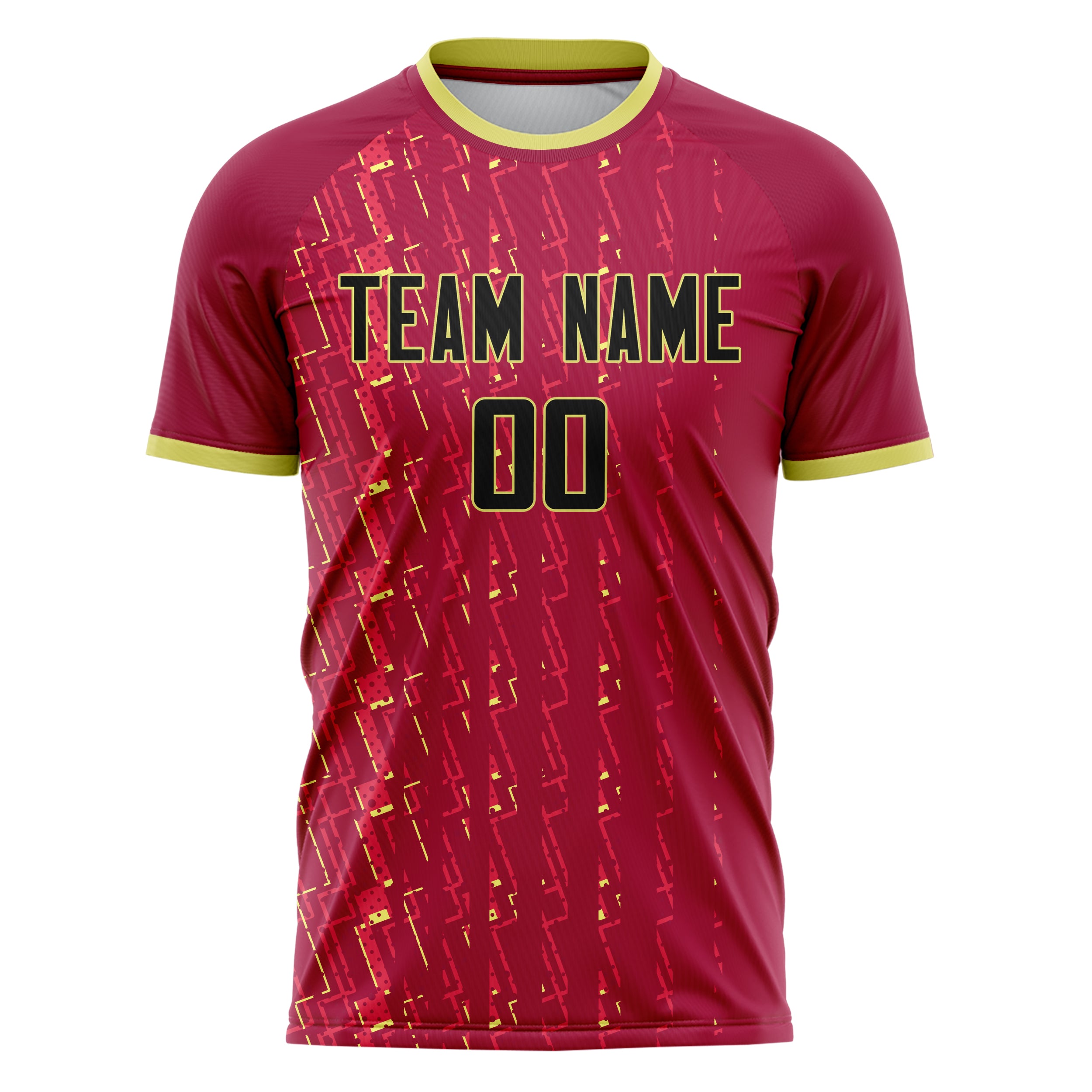 Personalized Red & Yellow Pattern Soccer Jersey
