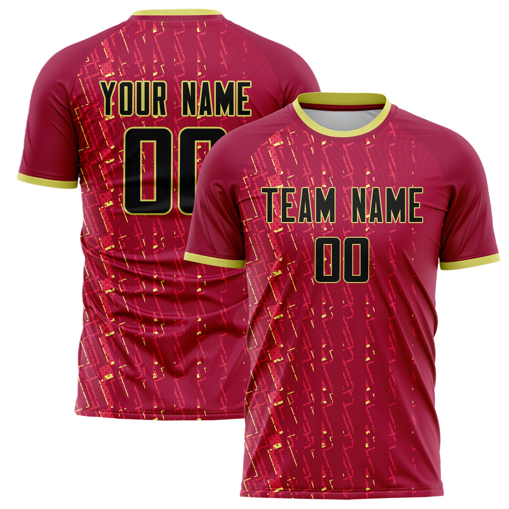 Personalized Red & Yellow Pattern Soccer Jersey