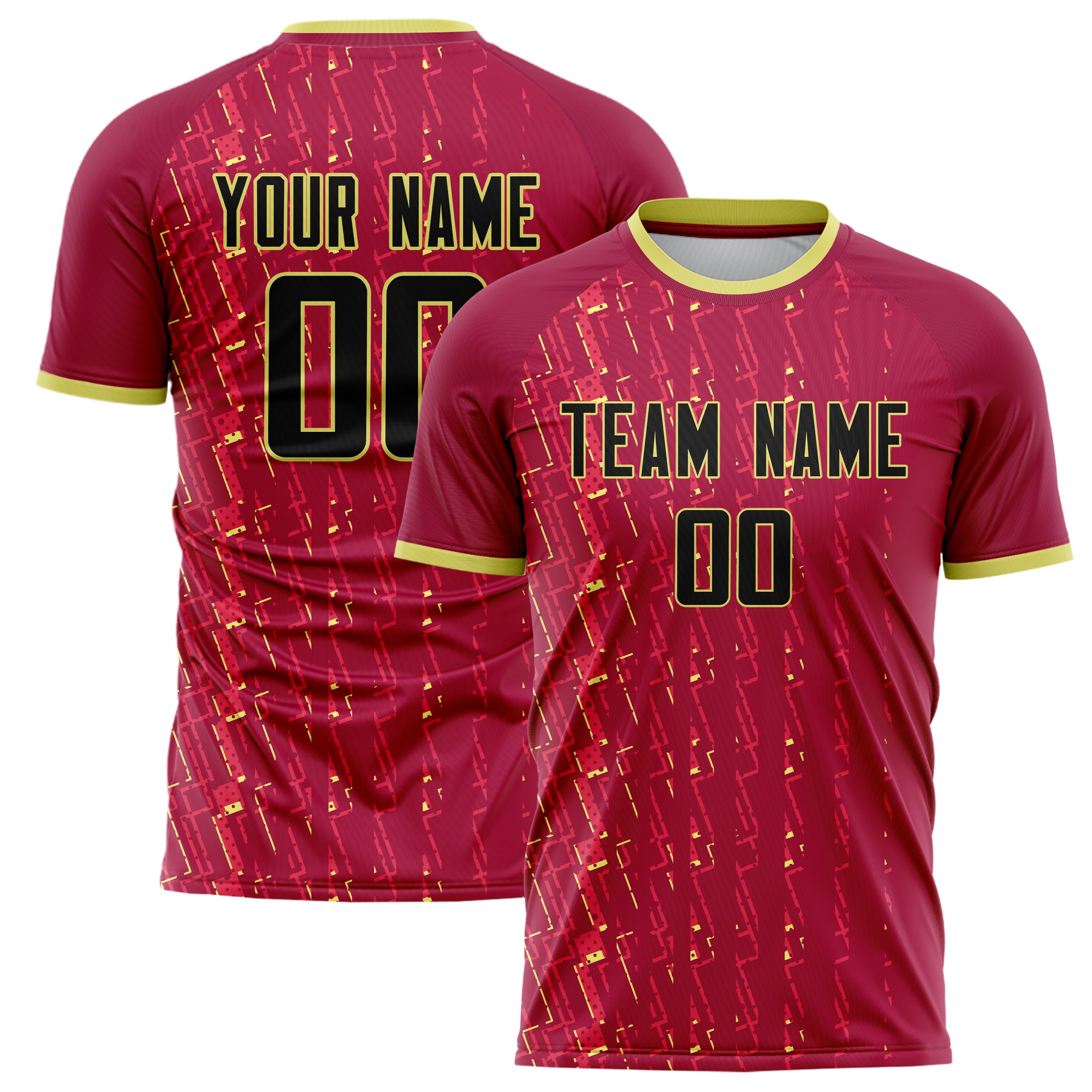 Personalized Red & Yellow Pattern Soccer Jersey