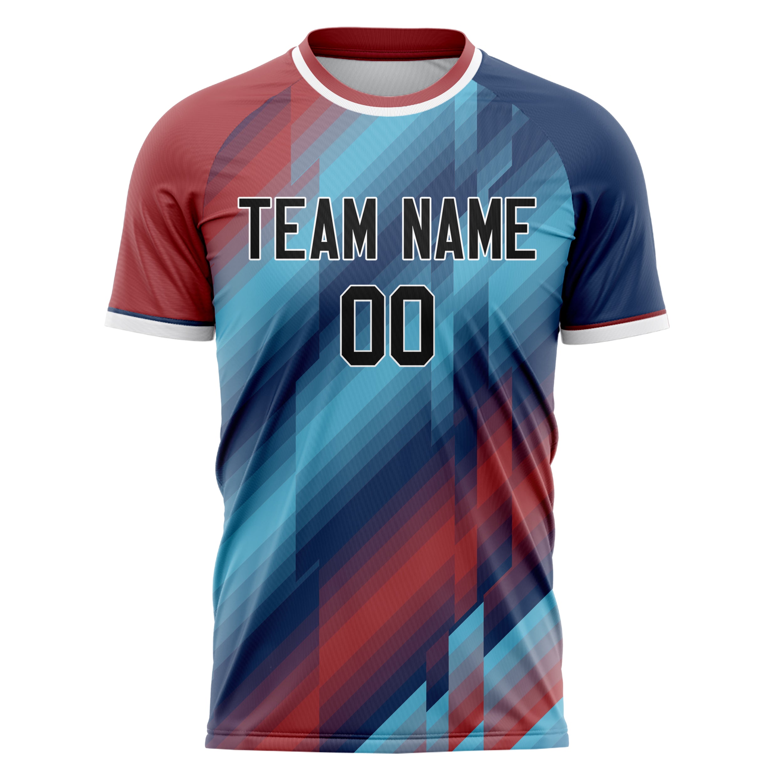 Personalized Navy & Red Pattern Soccer Jersey
