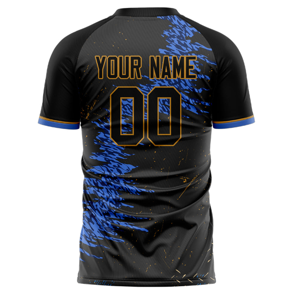 Personalized Black & Blue Pattern Soccer Jersey