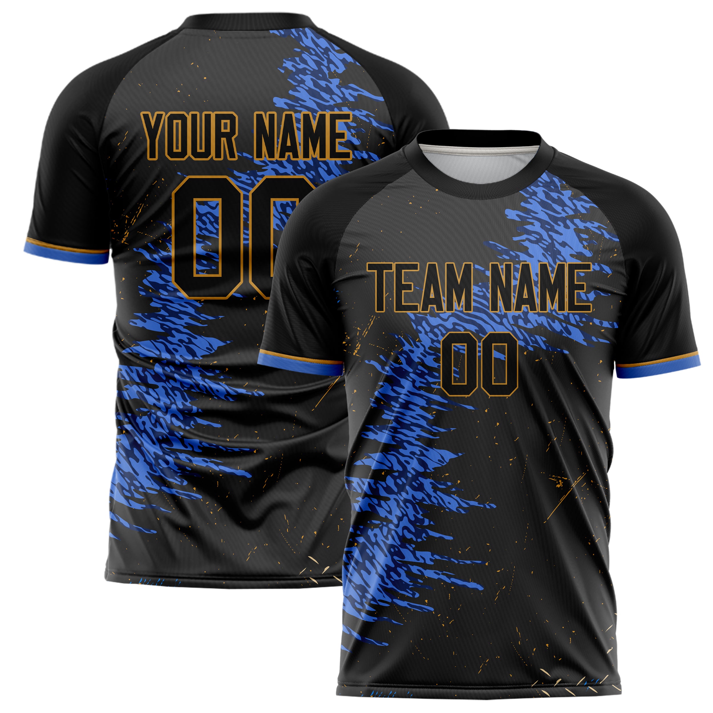 Personalized Black & Blue Pattern Soccer Jersey
