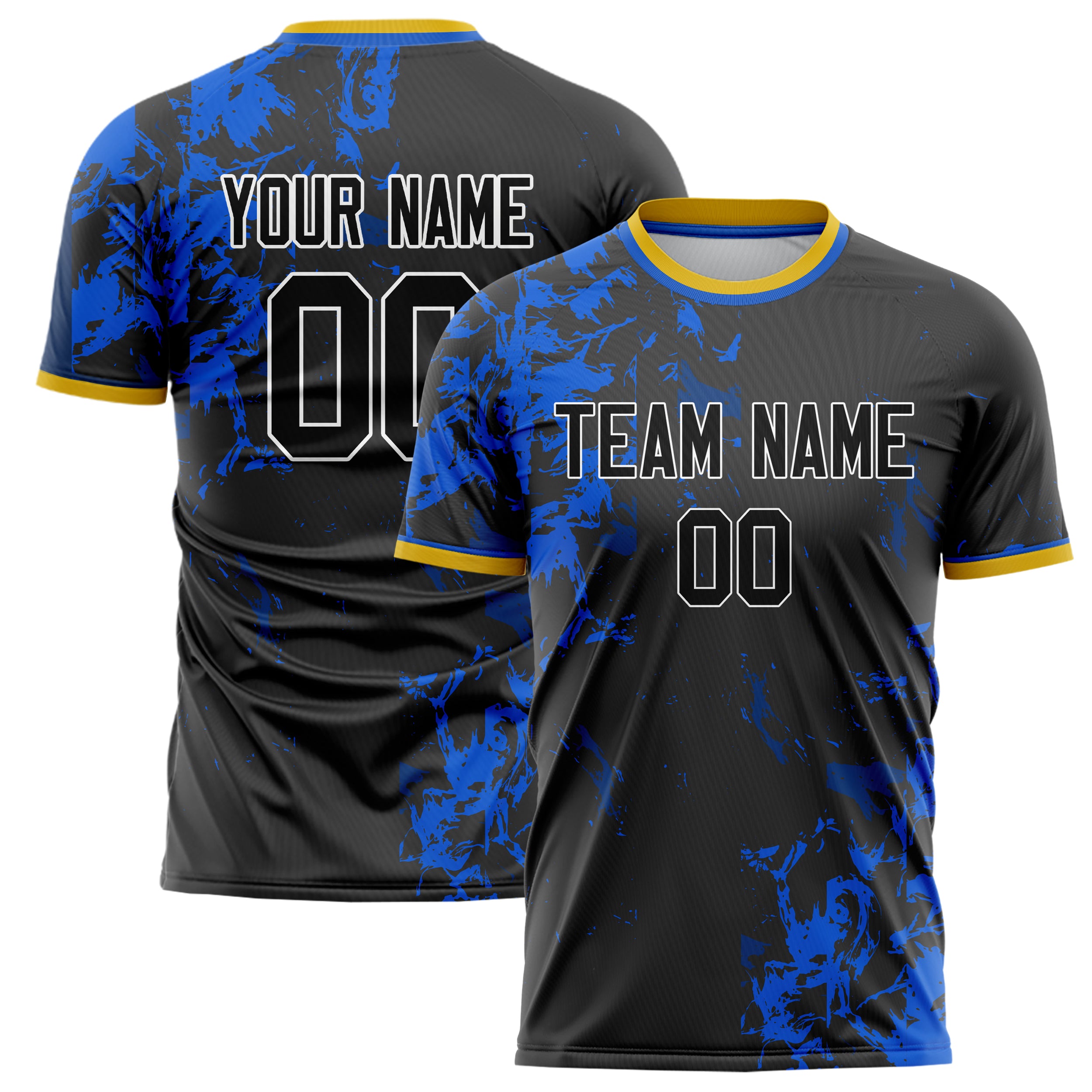 Personalized Black & Blue Pattern Soccer Jersey