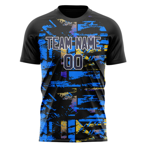 Personalized Black & Blue Pattern Soccer Jersey