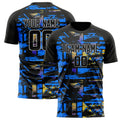 Personalized Black & Blue Pattern Soccer Jersey