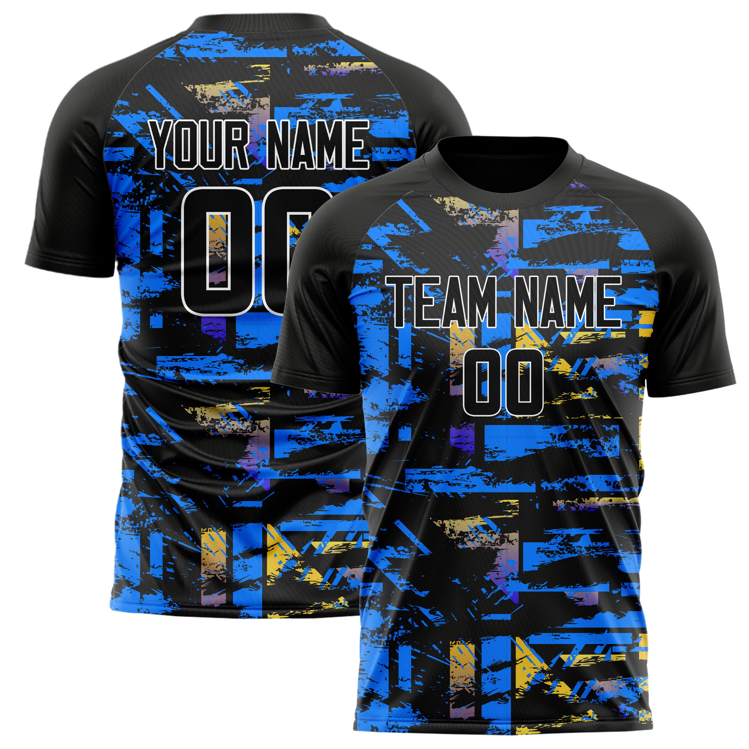 Personalized Black & Blue Pattern Soccer Jersey