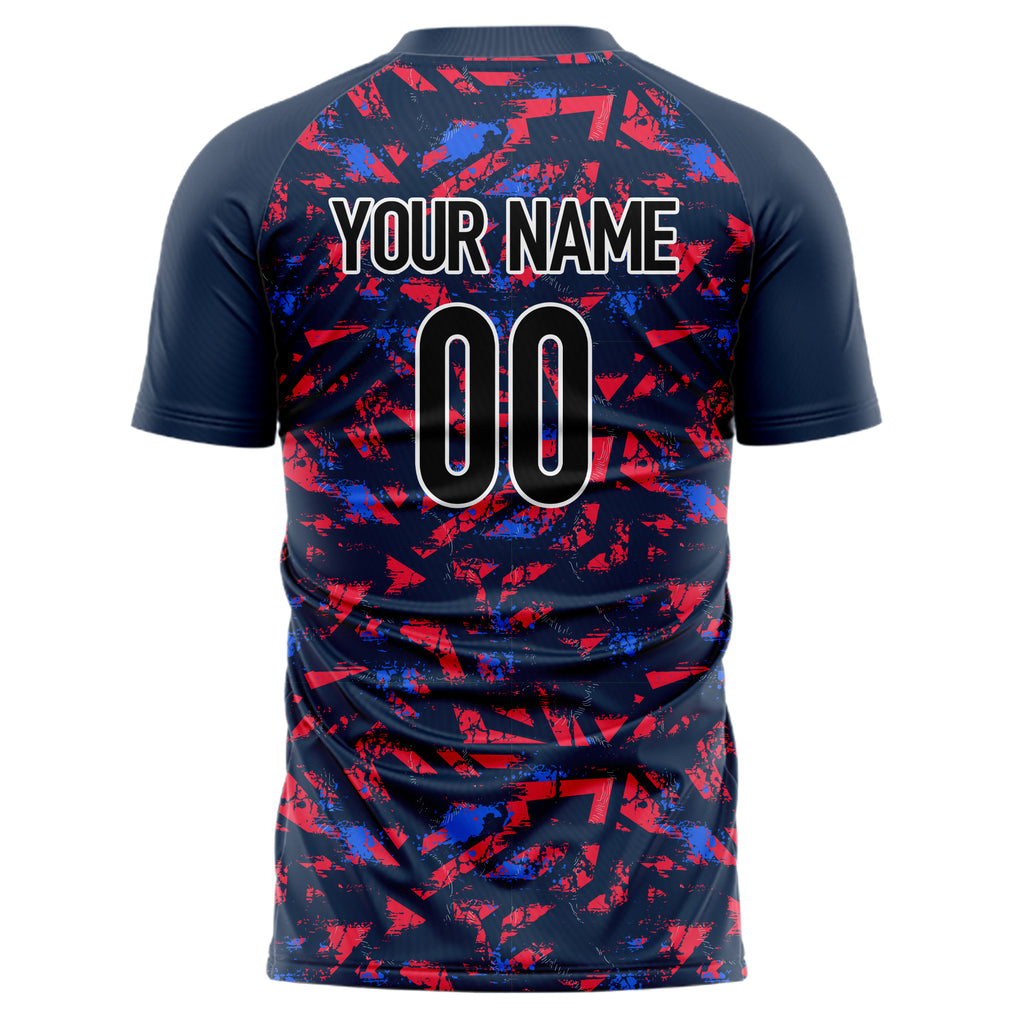 Personalized Navy & Red Pattern Soccer Jersey