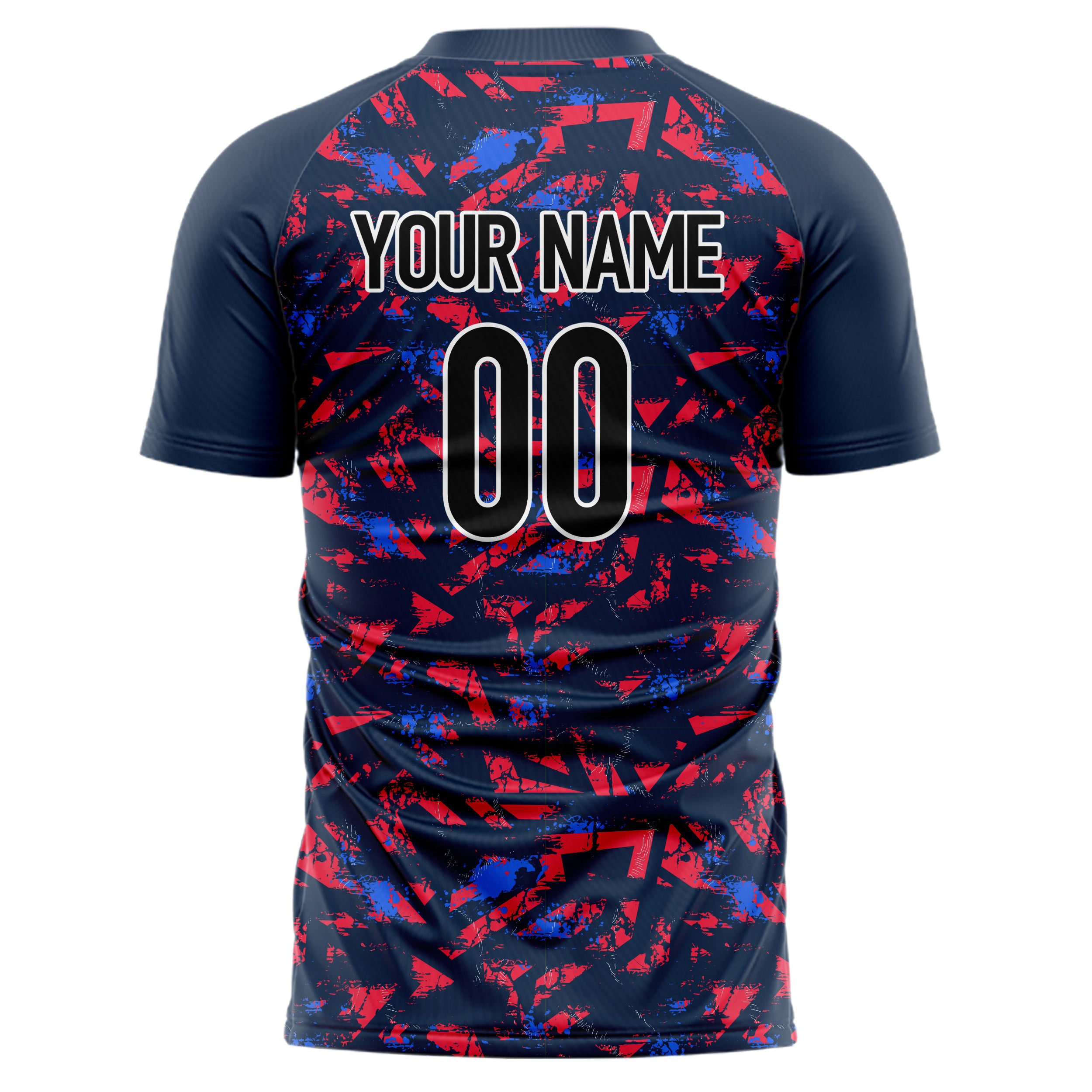 Personalized Navy & Red Pattern Soccer Jersey