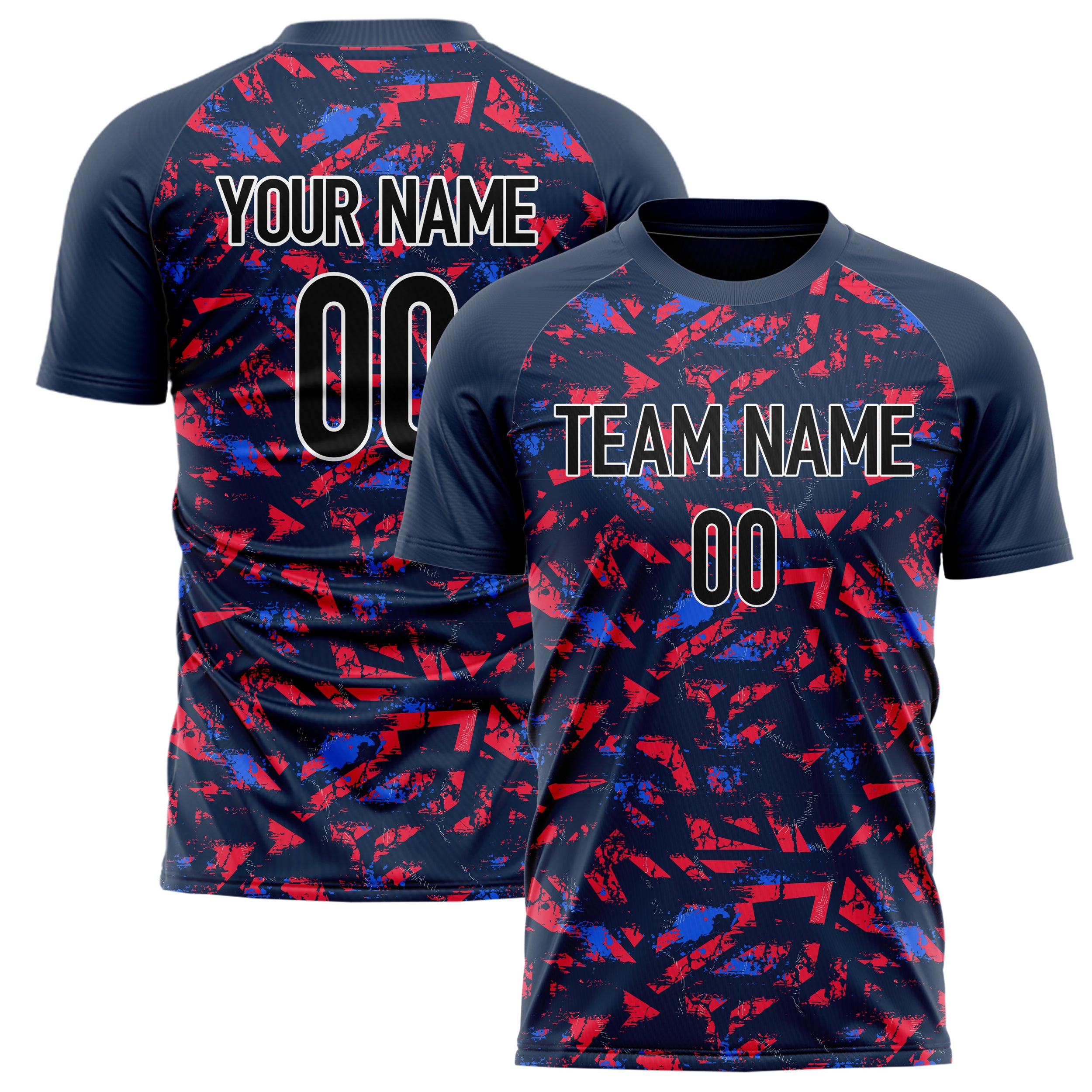 Personalized Navy & Red Pattern Soccer Jersey