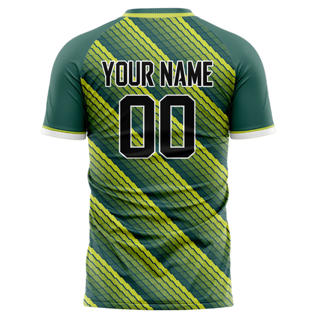 Personalized Green & Yellow Pattern Soccer Jersey