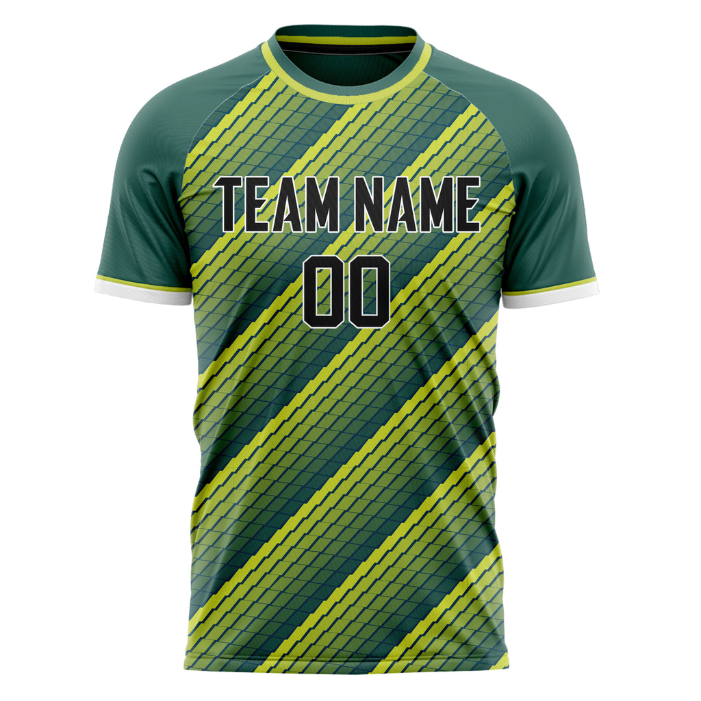Personalized Green & Yellow Pattern Soccer Jersey