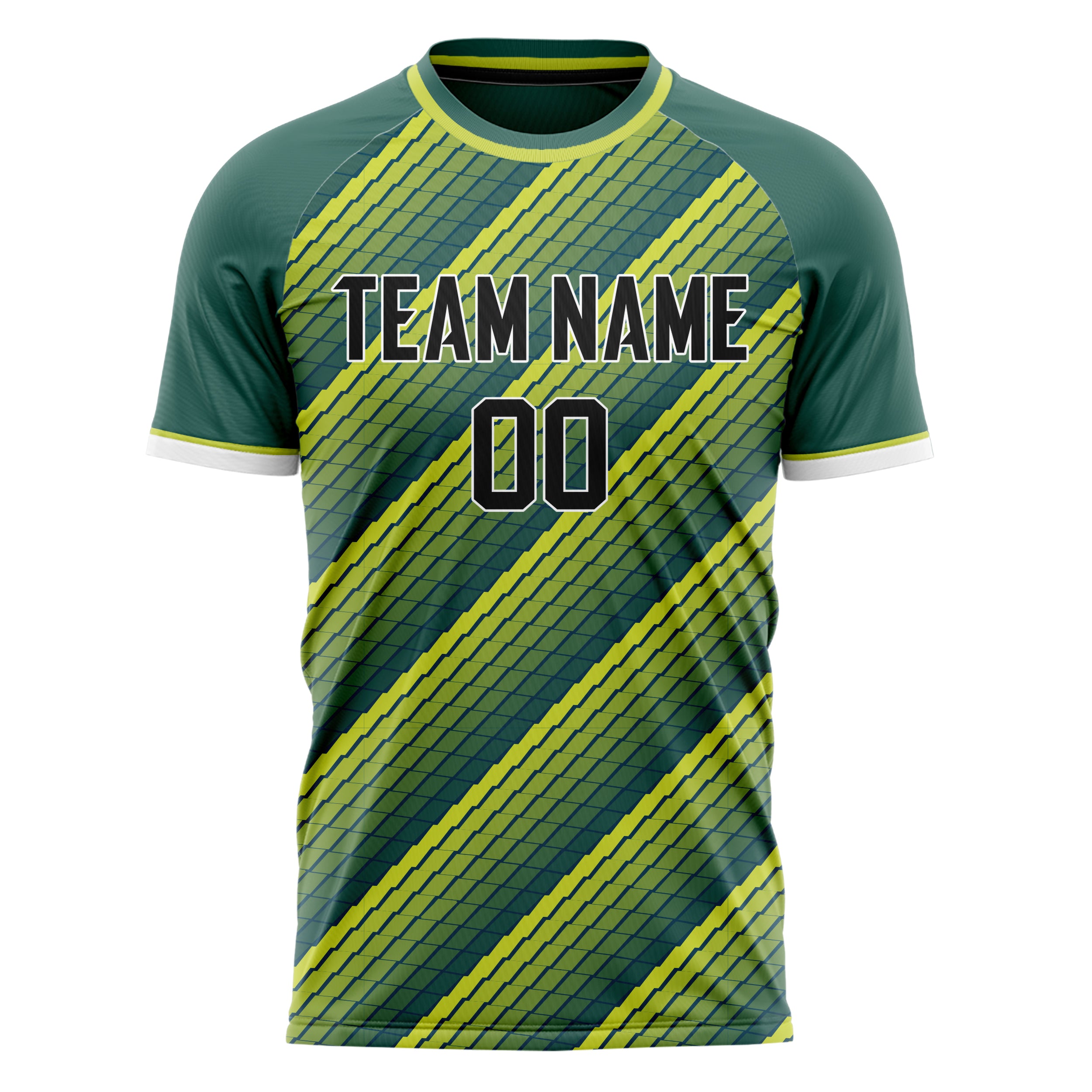 Personalized Green & Yellow Pattern Soccer Jersey