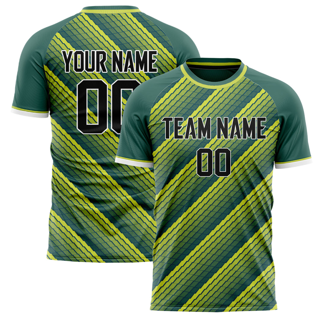 Personalized Green & Yellow Pattern Soccer Jersey