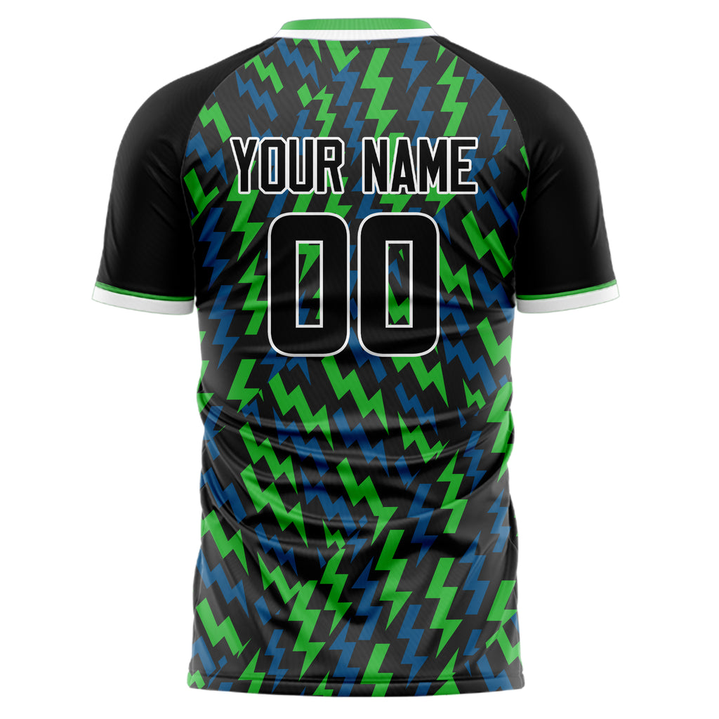 Personalized Black & Neon Green Pattern Soccer Jersey