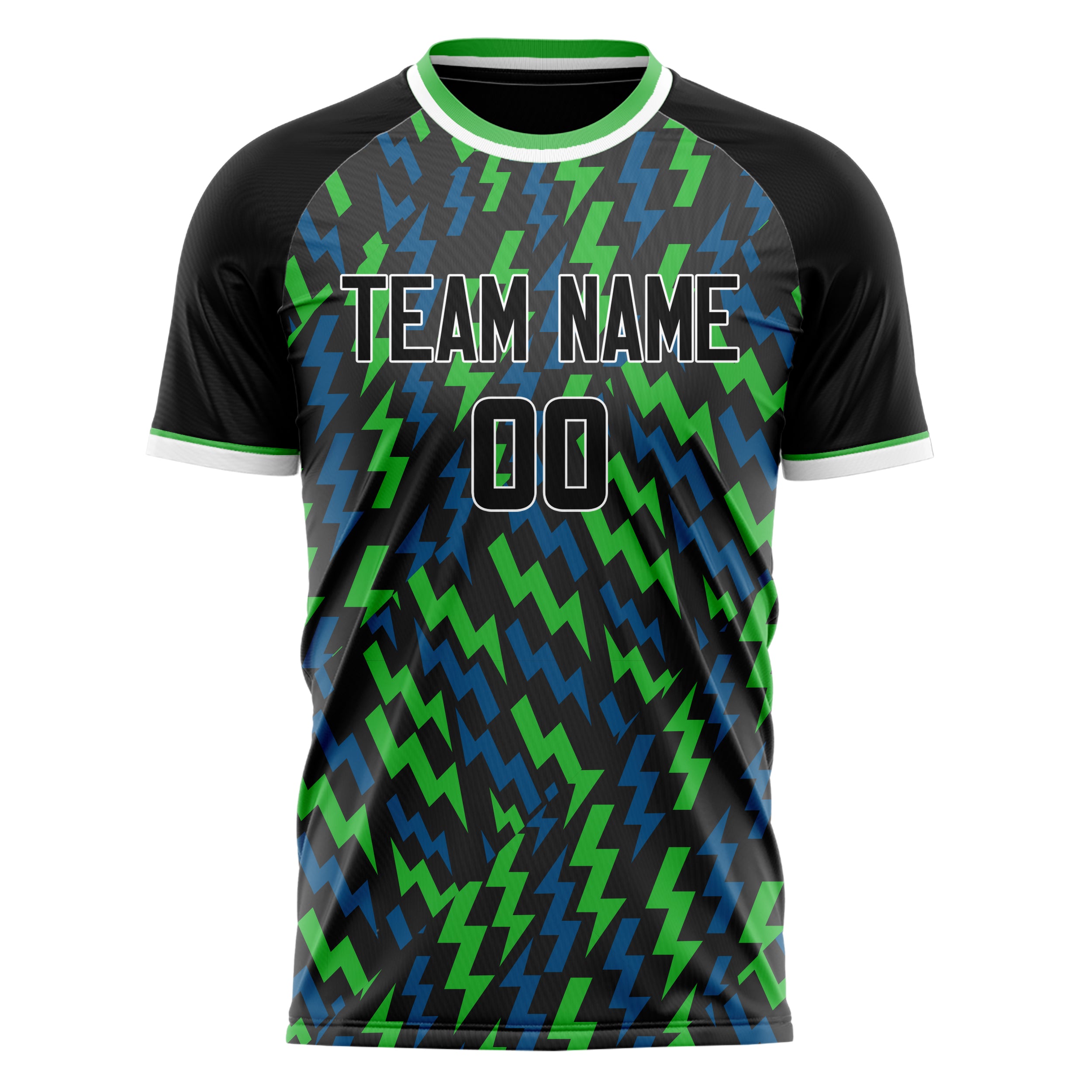 Personalized Black & Neon Green Pattern Soccer Jersey