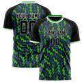 Personalized Black & Neon Green Pattern Soccer Jersey
