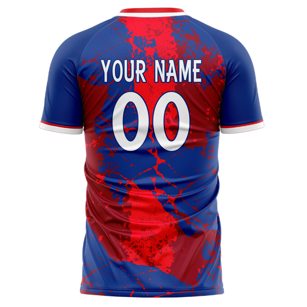 Personalized Royal & Red Pattern Soccer Jersey