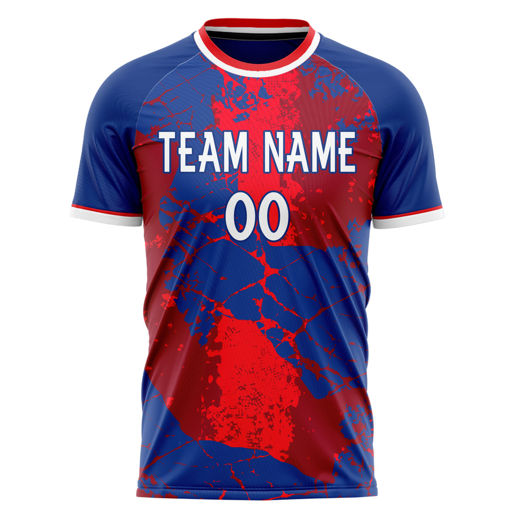 Personalized Royal & Red Pattern Soccer Jersey