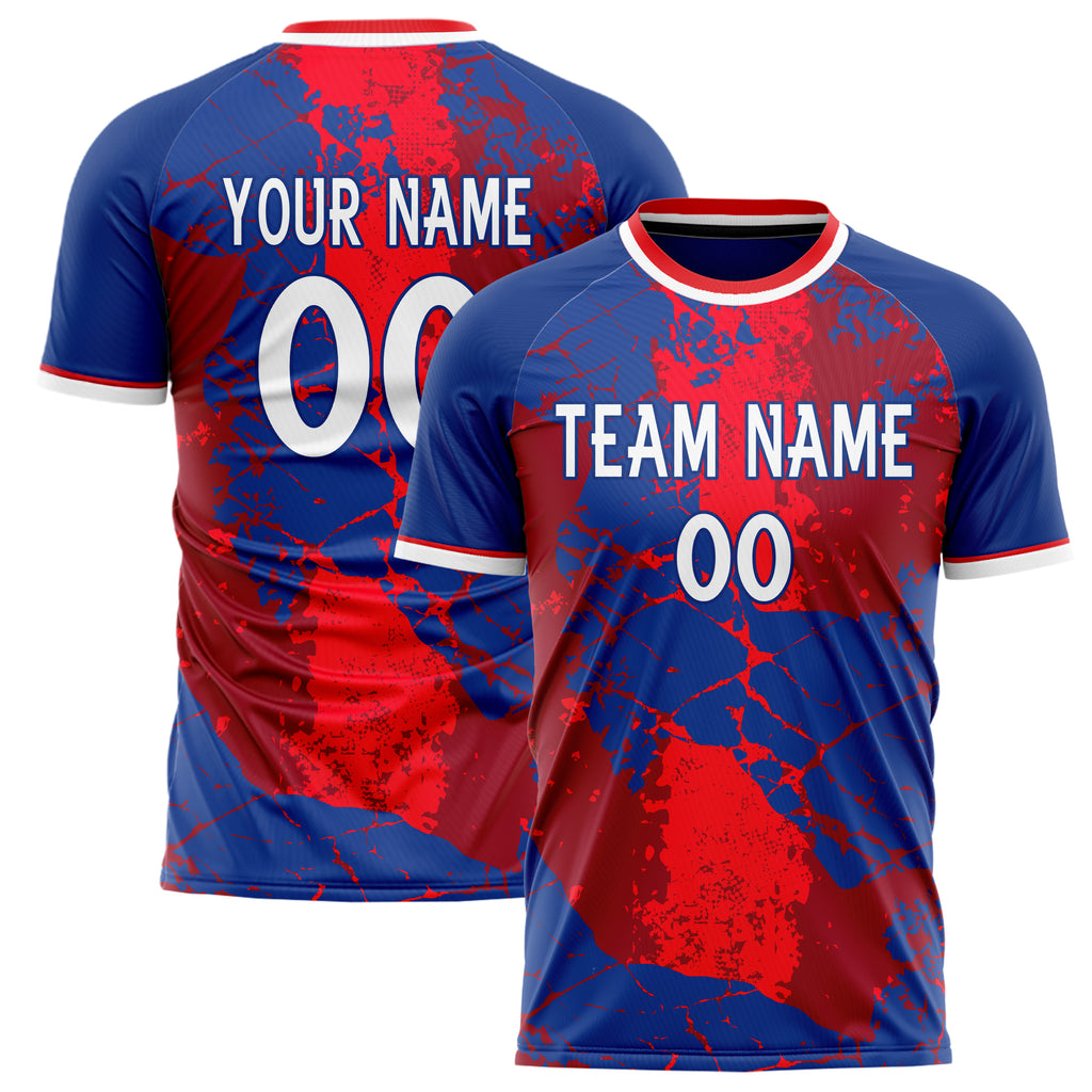 Personalized Royal & Red Pattern Soccer Jersey