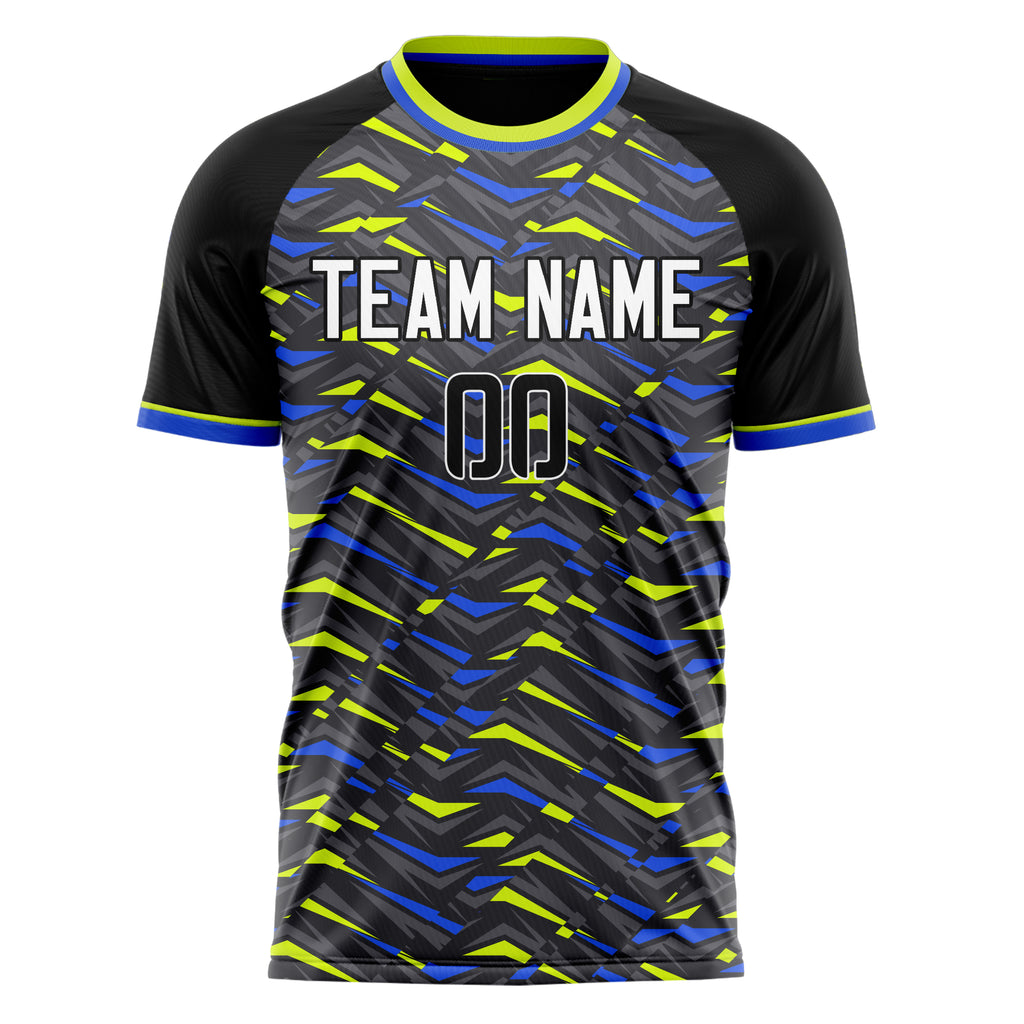 Personalized Black & Yellow Pattern Soccer Jersey