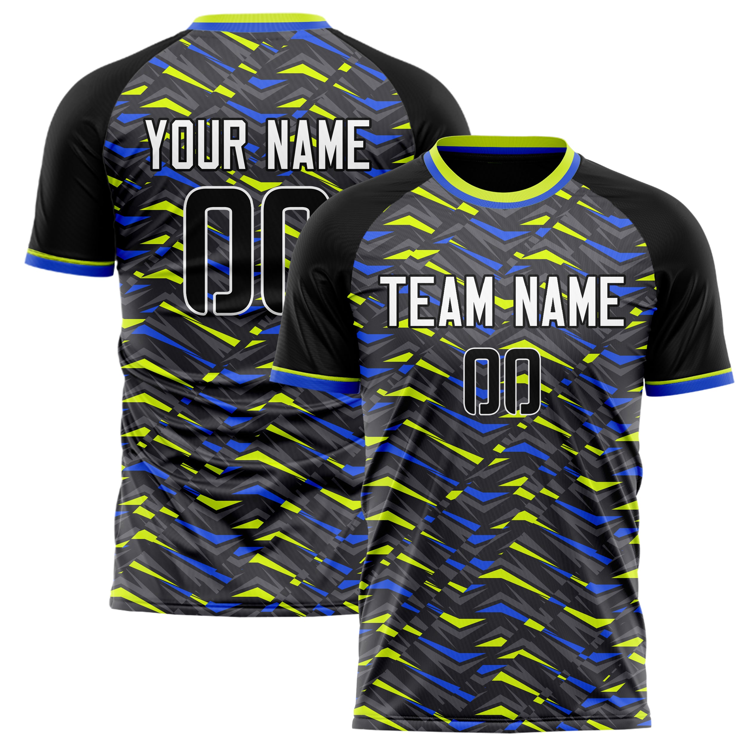 Personalized Black & Yellow Pattern Soccer Jersey