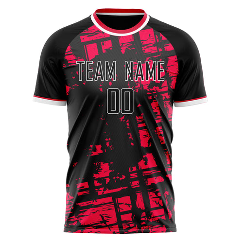Personalized Black & Red Pattern Soccer Jersey
